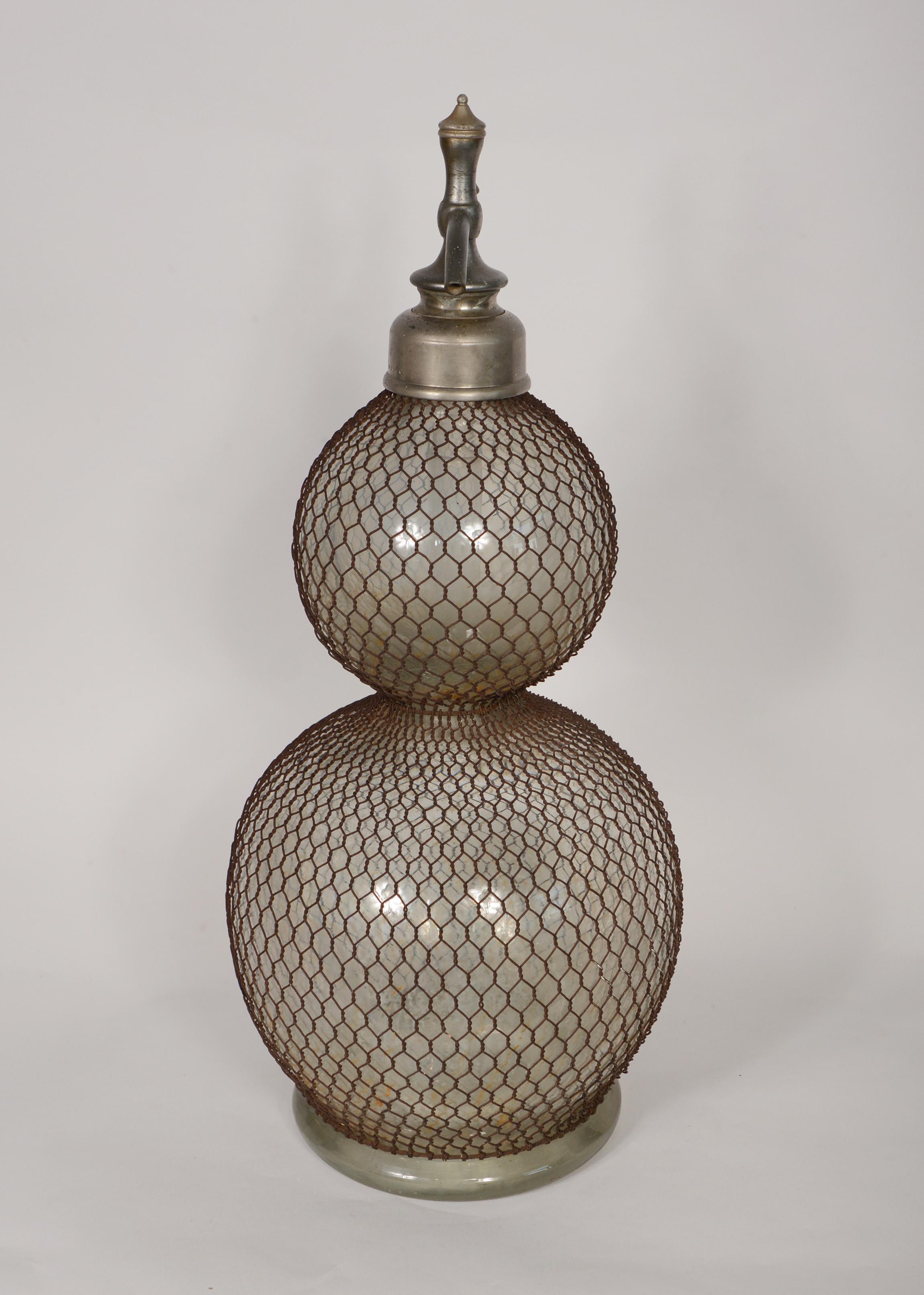 Metal Antique French Double Gourd Seltzer Bottle