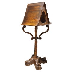 Antique French Double Music Lectern in Carved Walnut and Pine, Circa 1700