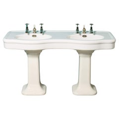 Antique French Double Pedestal Bathroom Sink