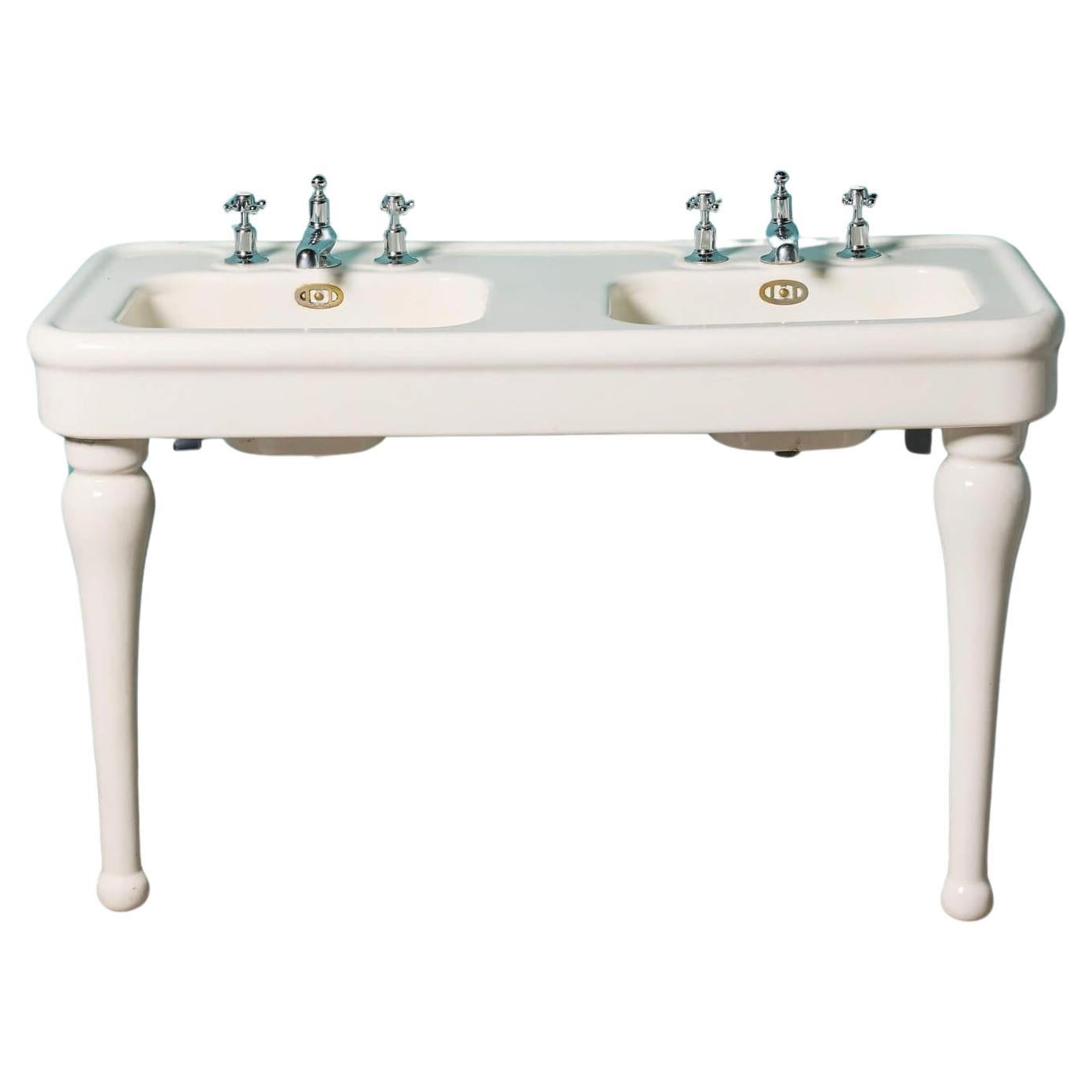 Antique French Double Sink with Porcelain Legs