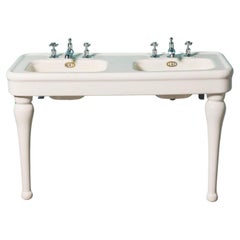 Antique French Double Sink with Porcelain Legs