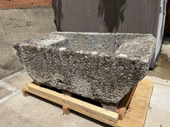 Antique French Double Sloped Monolithic Limestone Lavoir Trough, Circa 1800