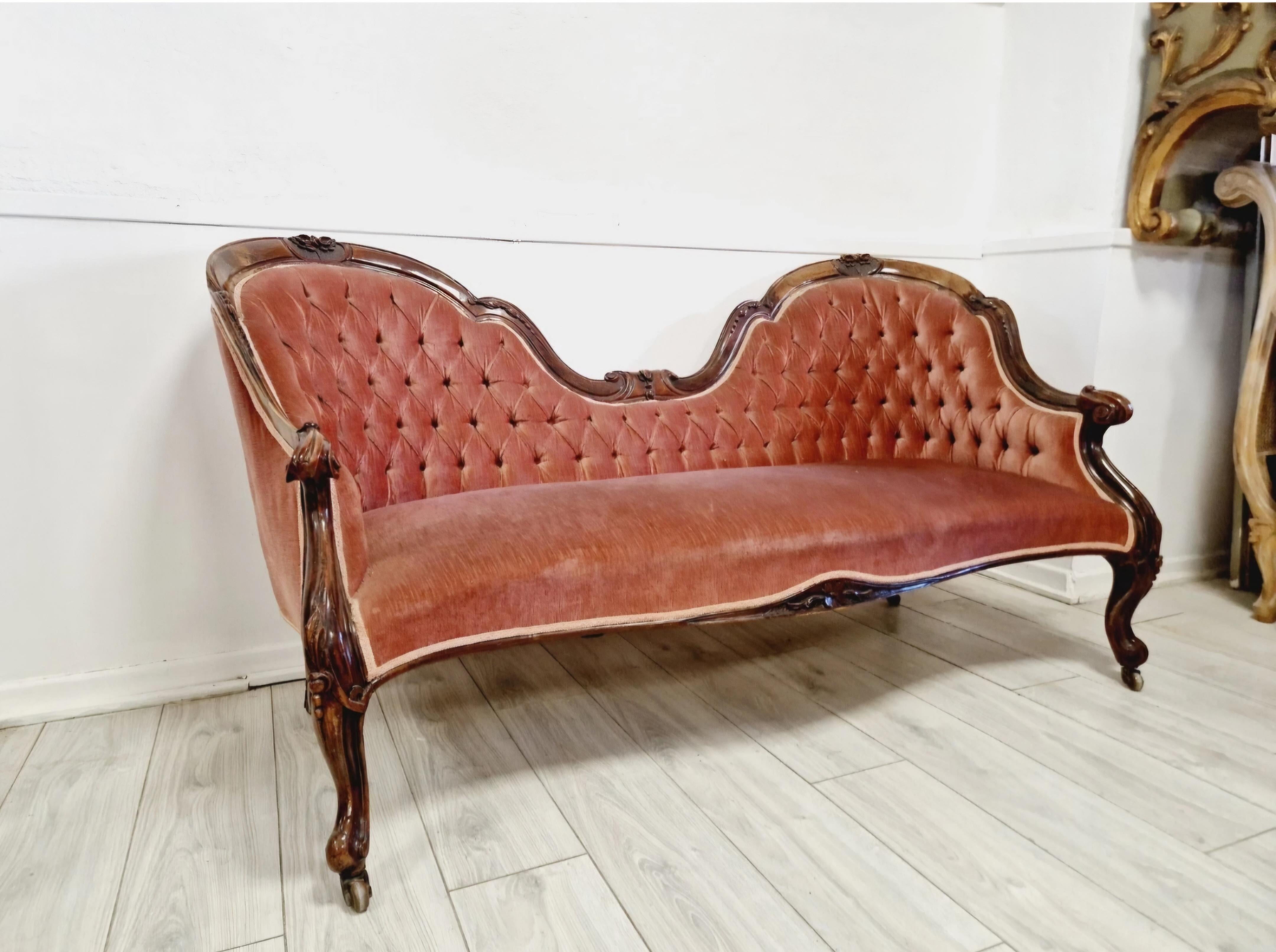 Louis XV Canapé français ancien à double cuillère en vente