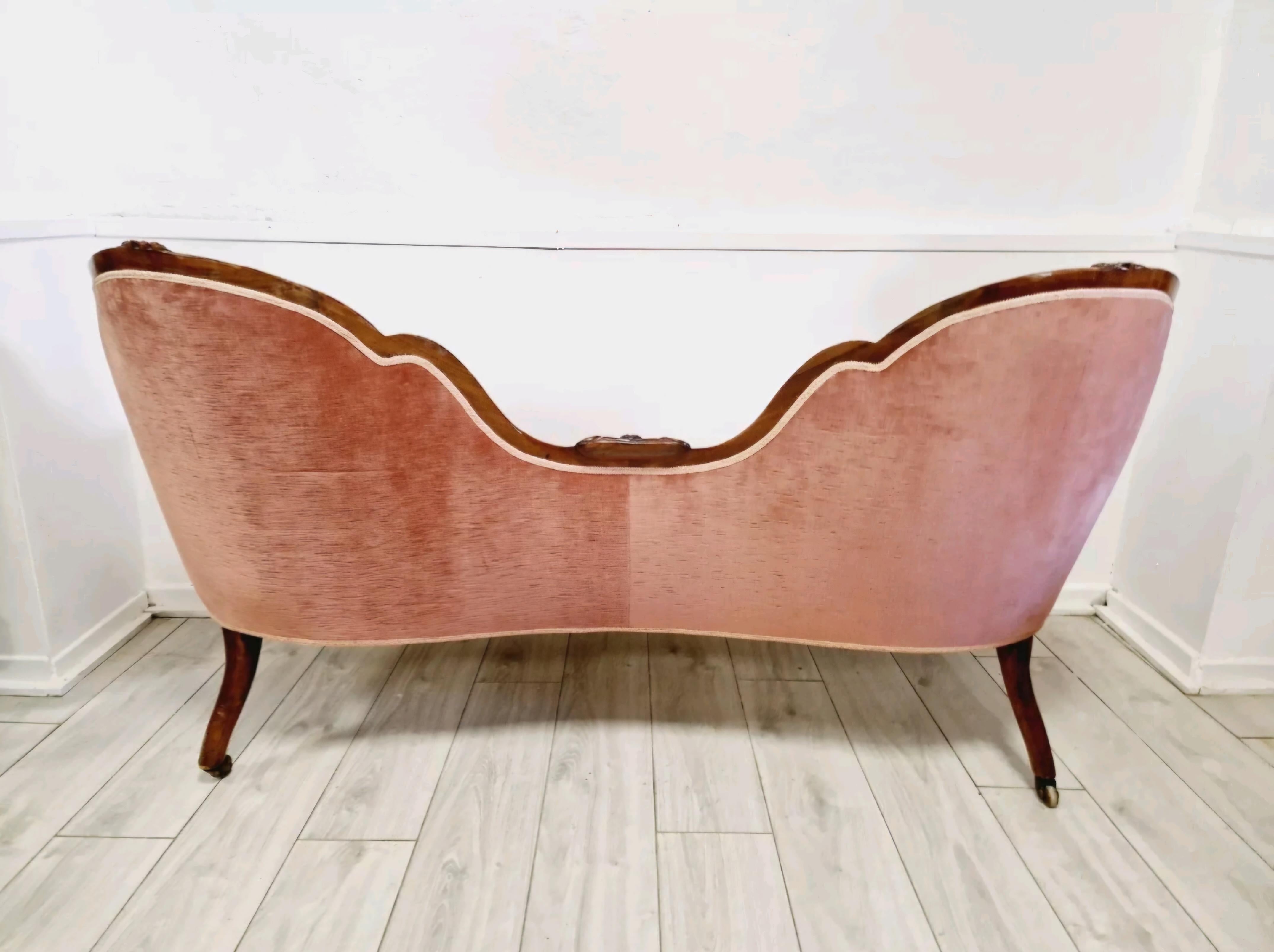 XIXe siècle Canapé français ancien à double cuillère