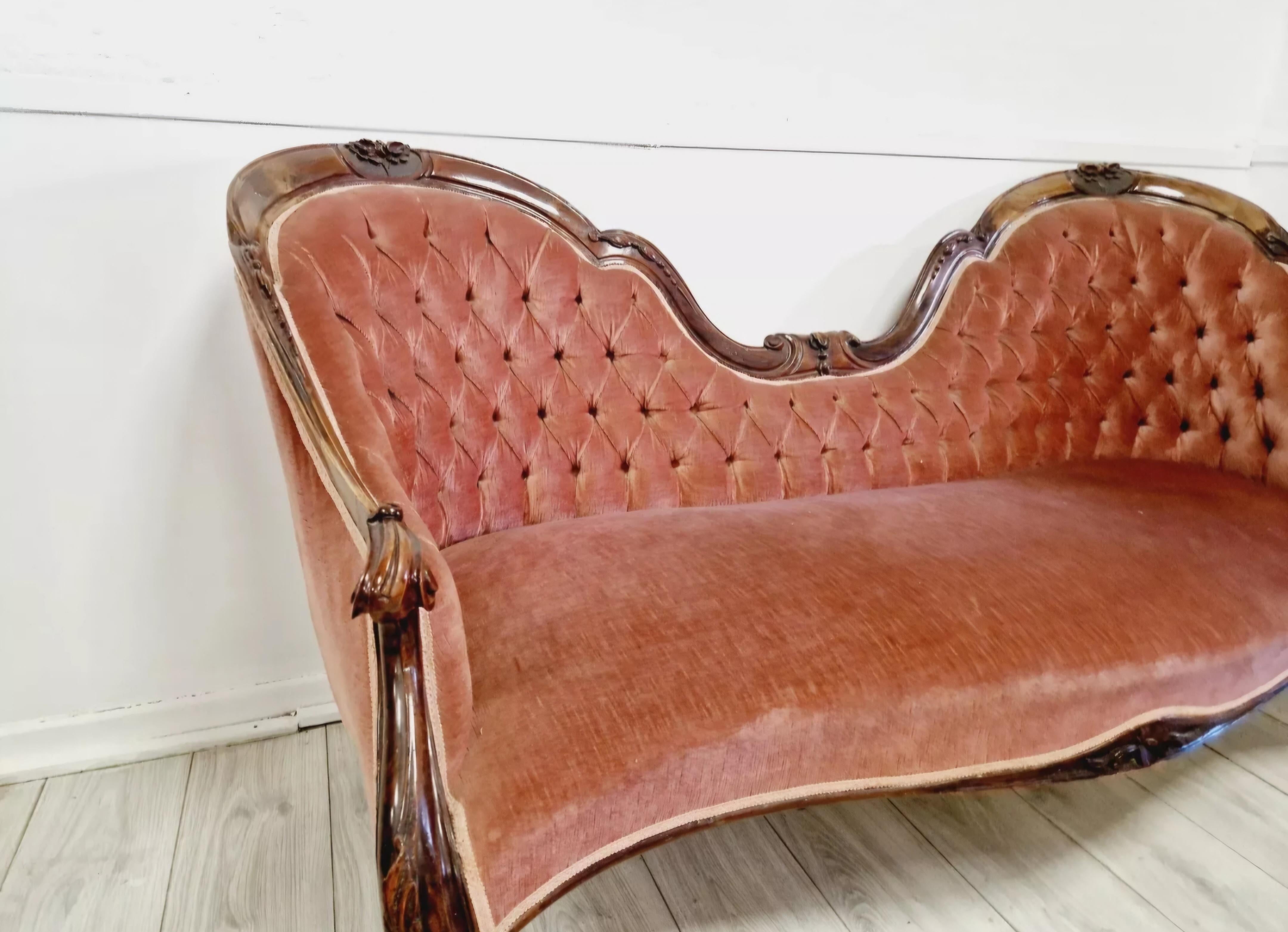 XIXe siècle Canapé français ancien à double cuillère en vente
