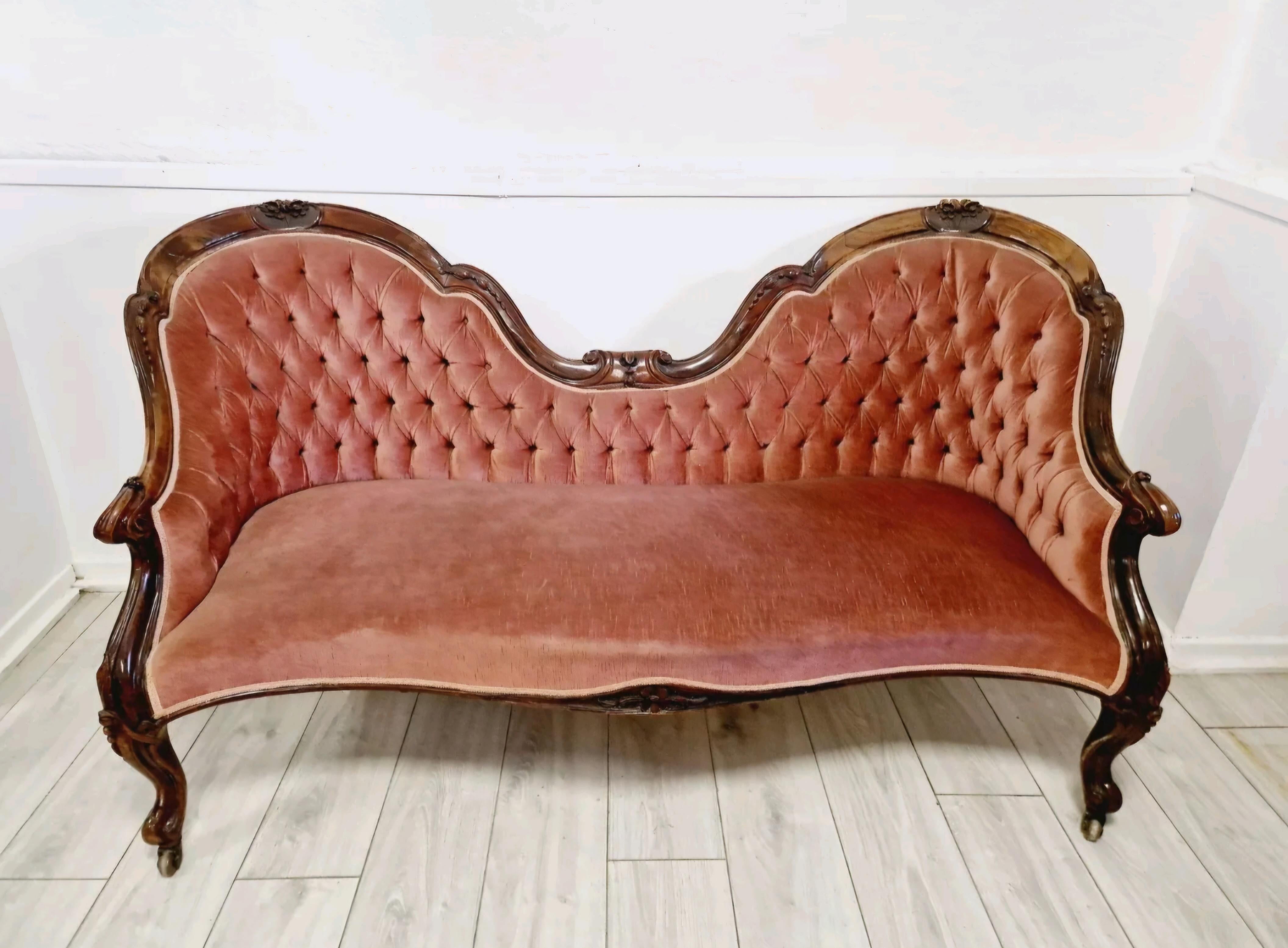 Tissu d'ameublement Canapé français ancien à double cuillère