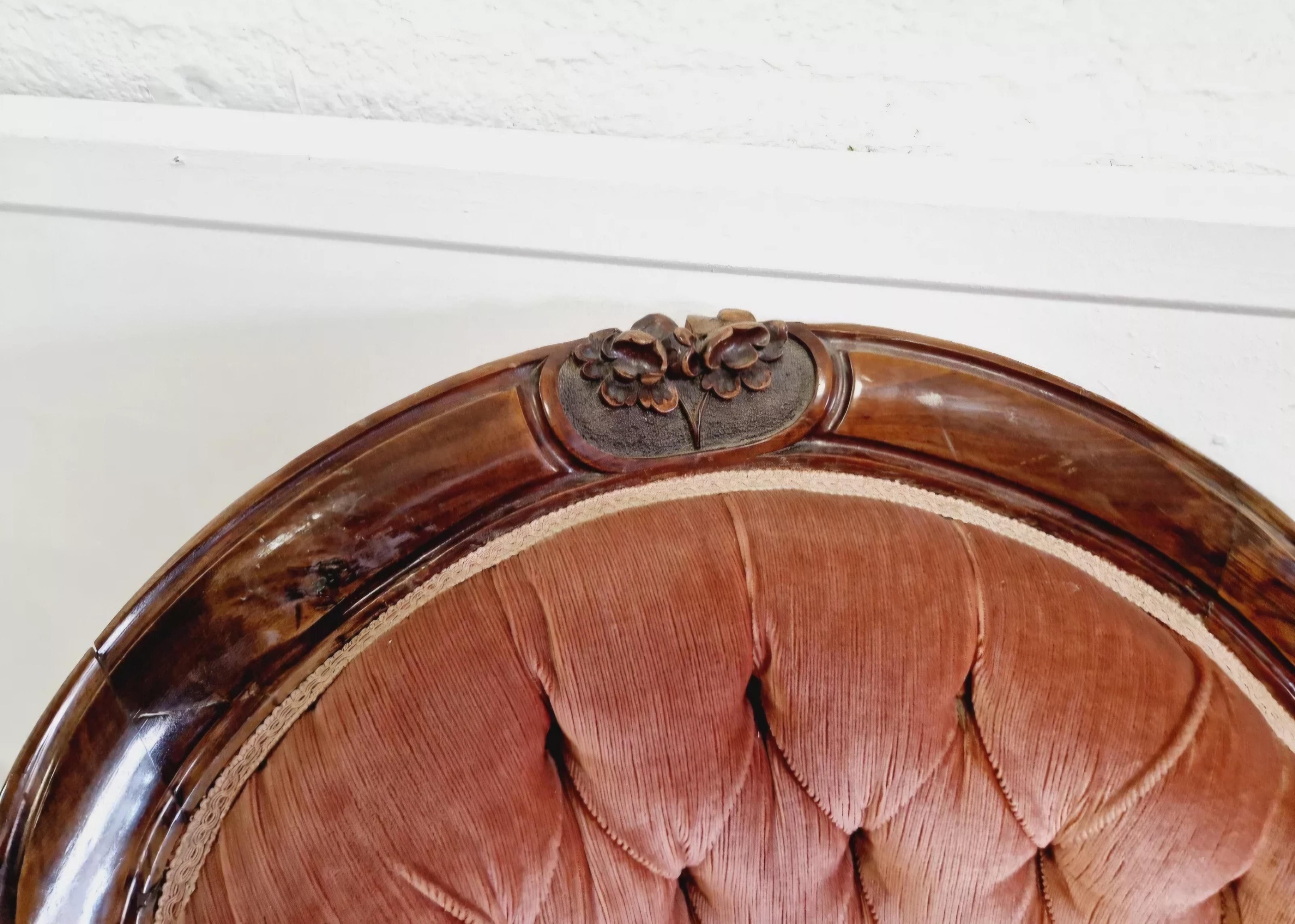 Tissu d'ameublement Canapé français ancien à double cuillère en vente