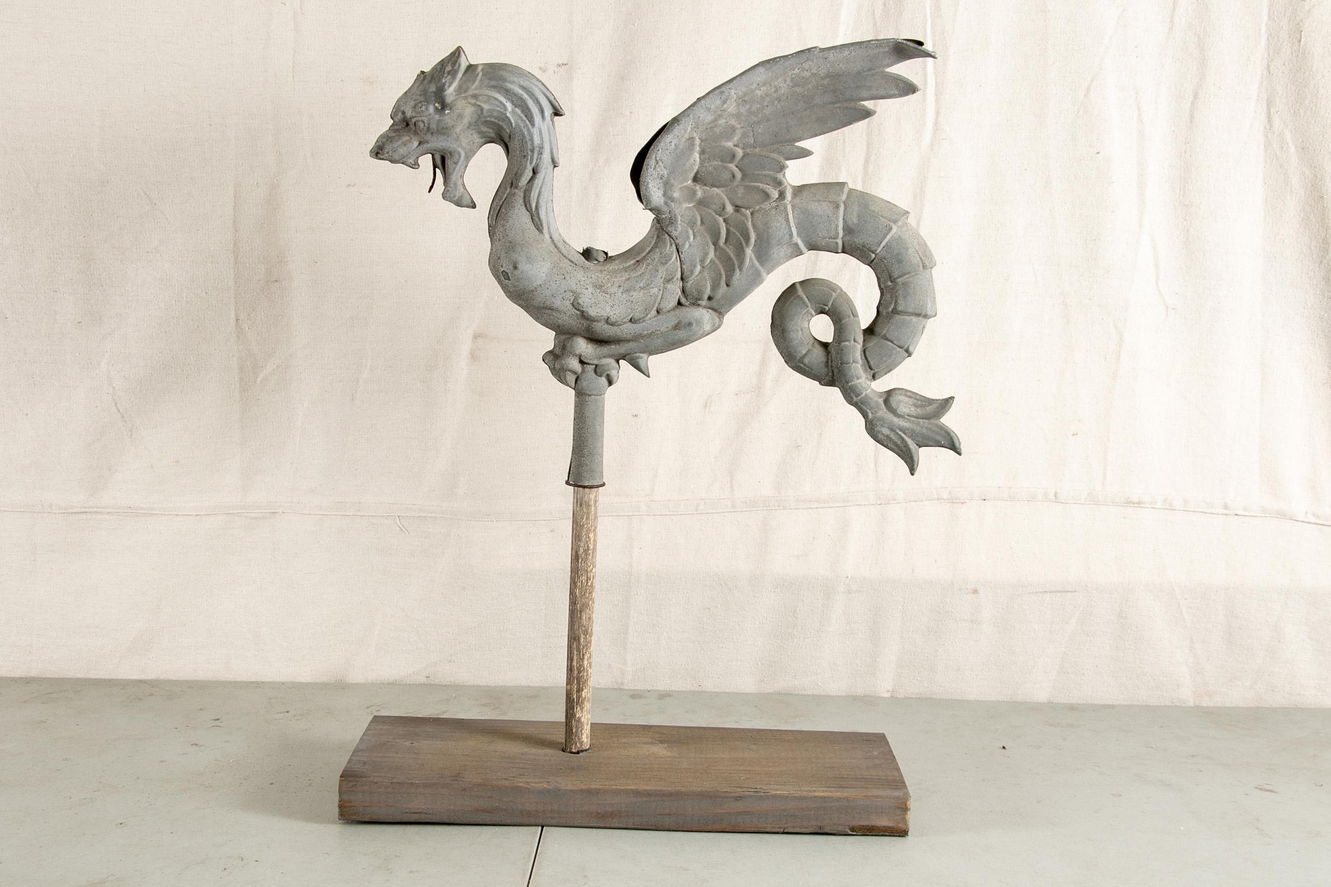 Antique French Dragon Form Zinc Weathervane Element 5