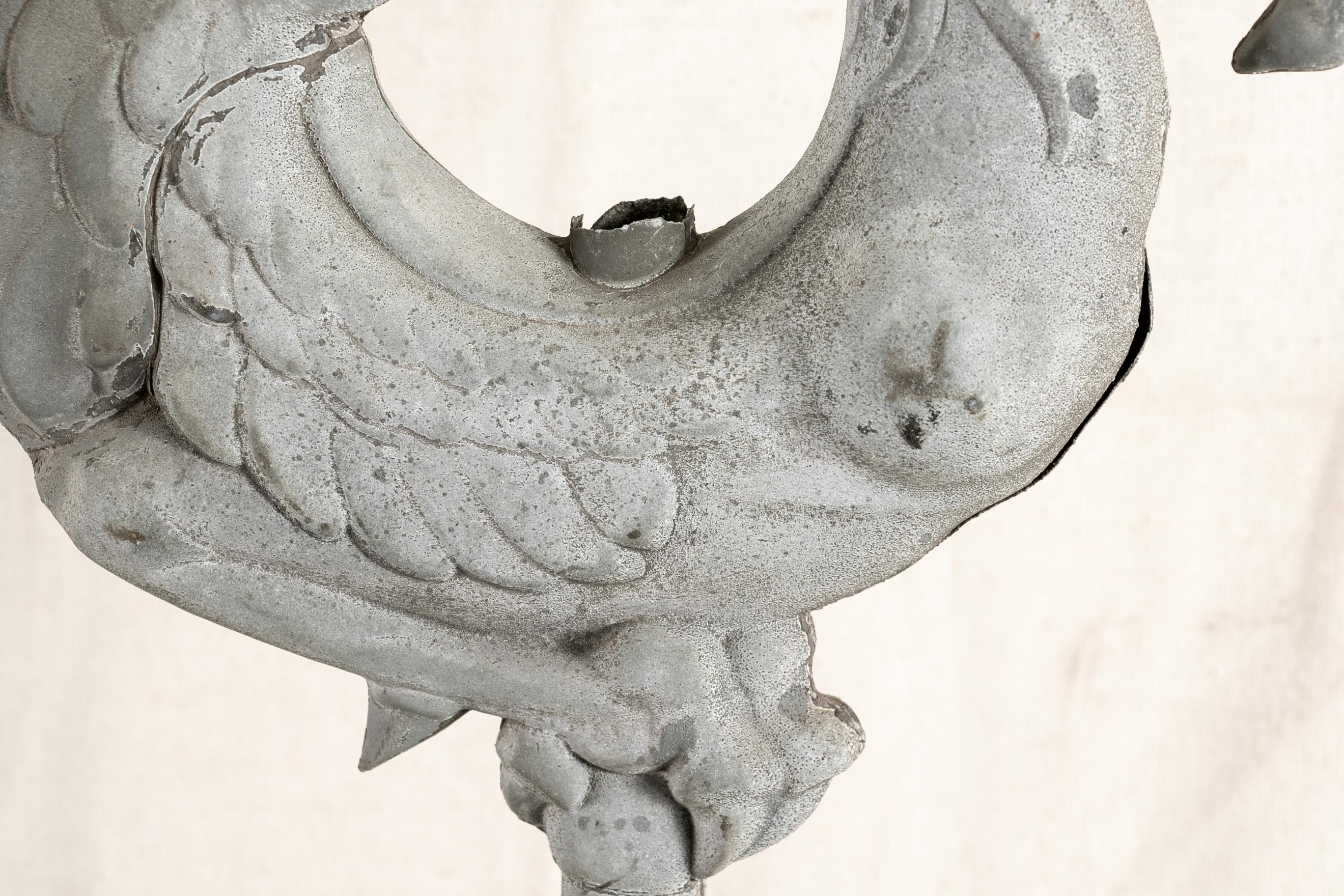 Gothic Antique French Dragon Form Zinc Weathervane Element