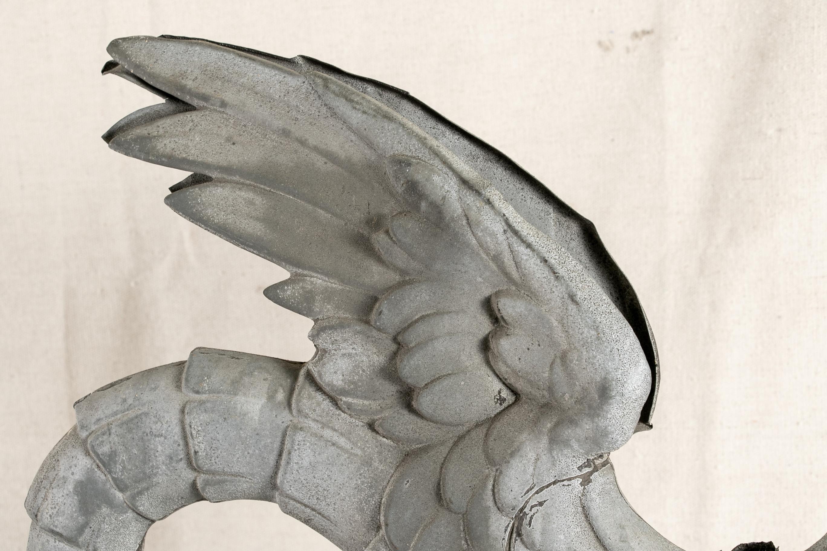 19th Century Antique French Dragon Form Zinc Weathervane Element