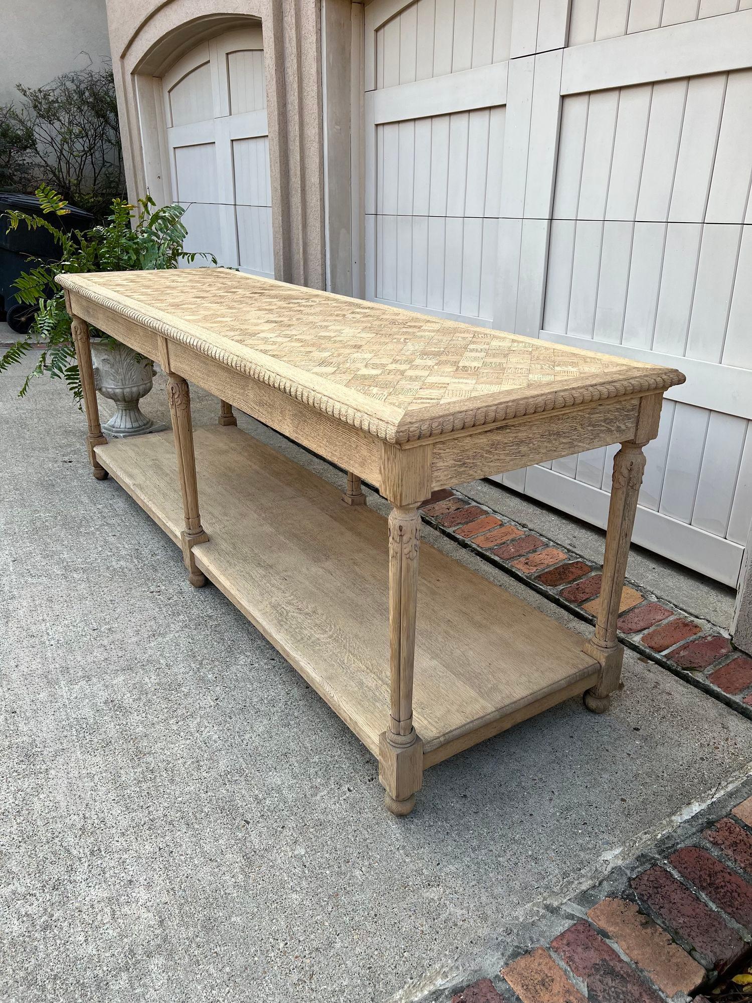 Antique French Drapers Table Bleached Oak Large Kitchen Island Console c1890 5