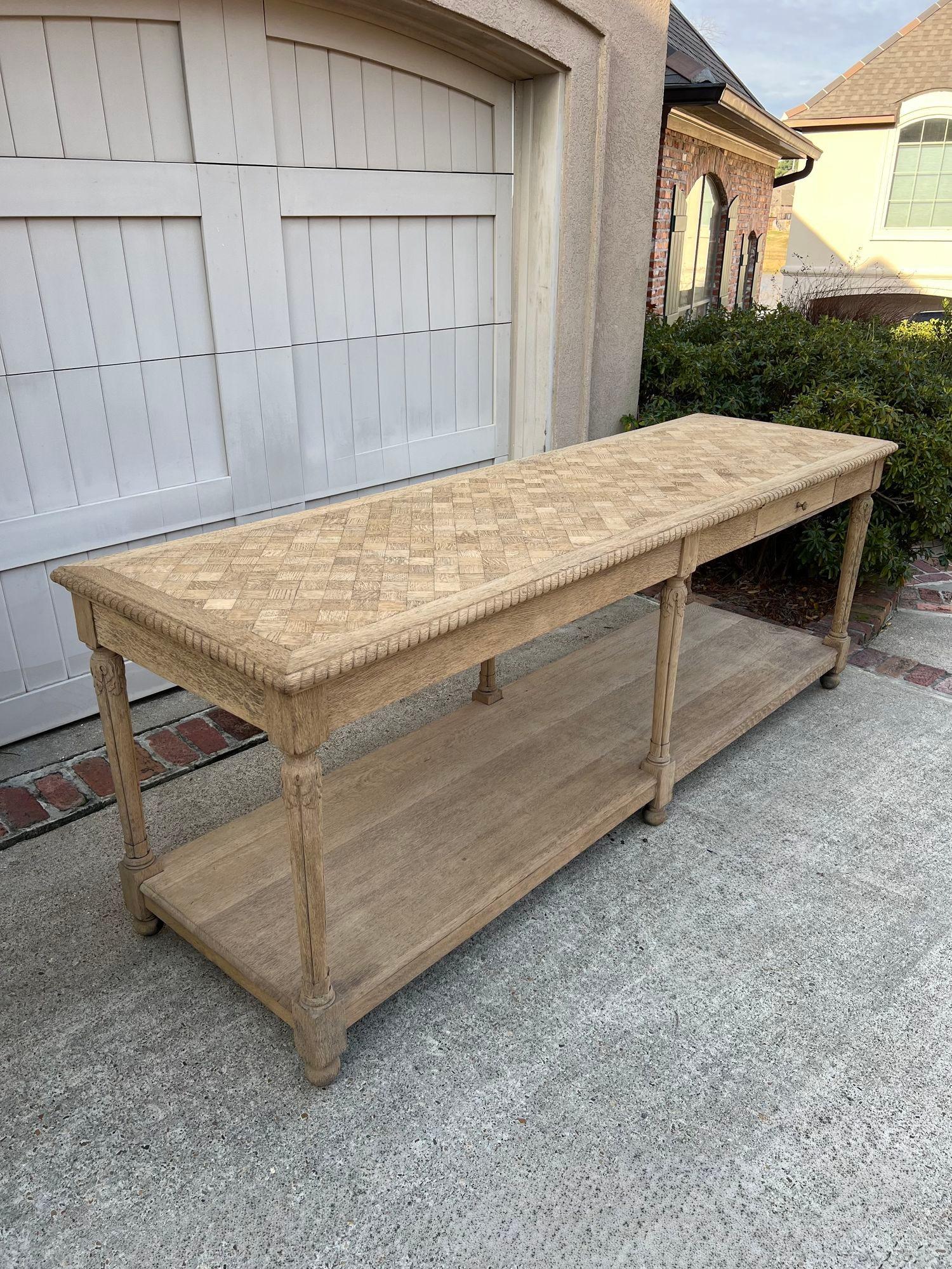 Antique French Drapers Table Bleached Oak Large Kitchen Island Console c1890 8