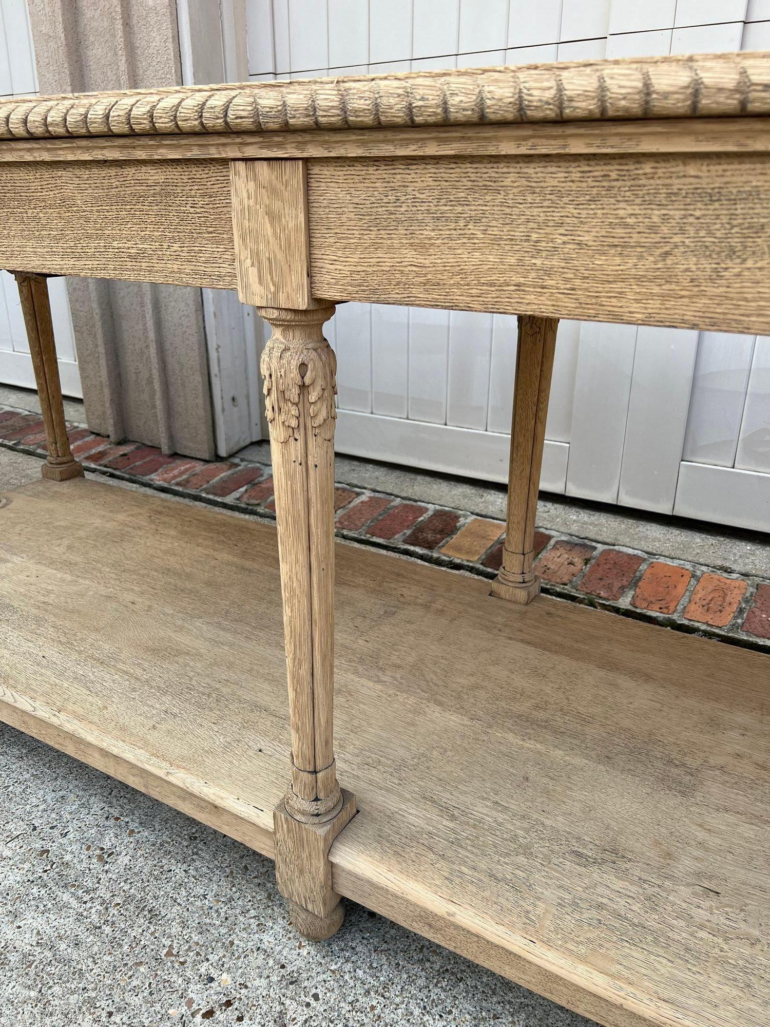 Antique French Drapers Table Bleached Oak Large Kitchen Island Console c1890 11