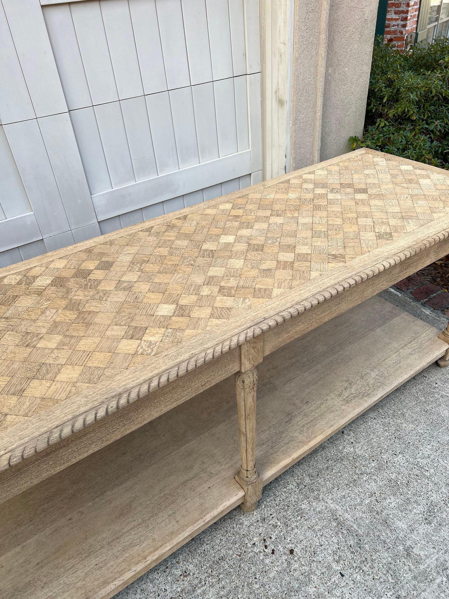 Antique French Drapers Table Bleached Oak Large Kitchen Island Console c1890 1