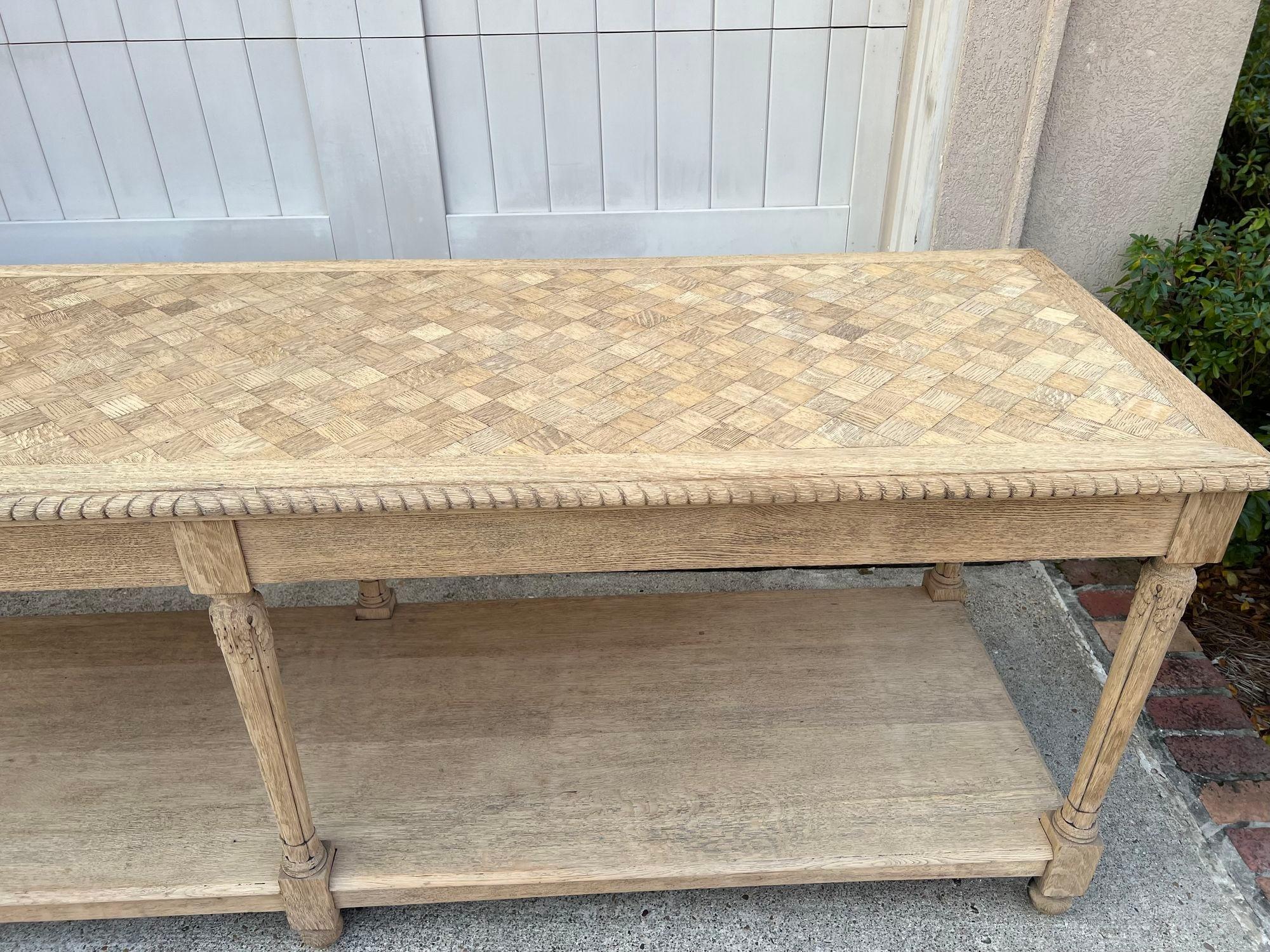 Antique French Drapers Table Bleached Oak Large Kitchen Island Console c1890 2
