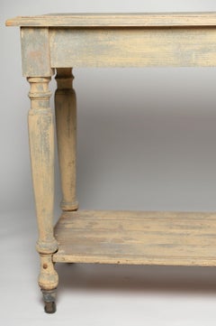 Antique French drapers table, console, behind a sofa table
