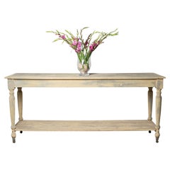 Antique French drapers table, console, behind a sofa table