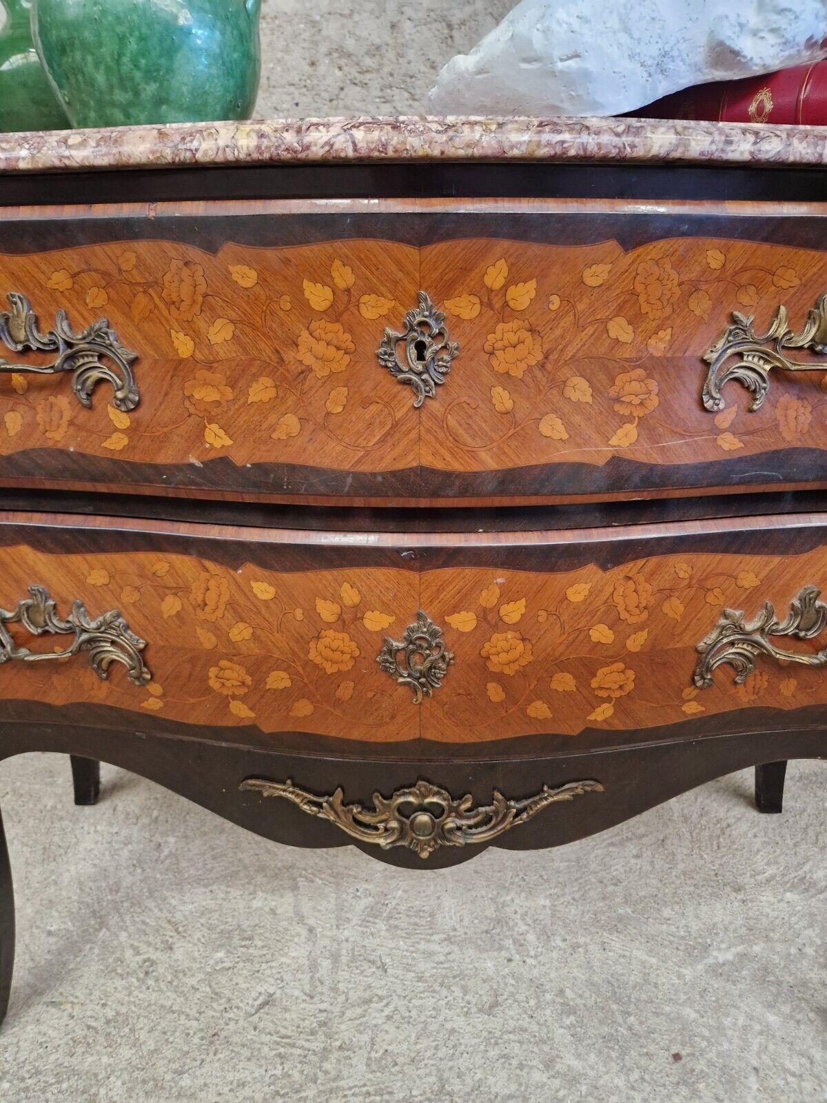 Bronze Antique French Dresser Bombe Louis XV Style Commmode For Sale