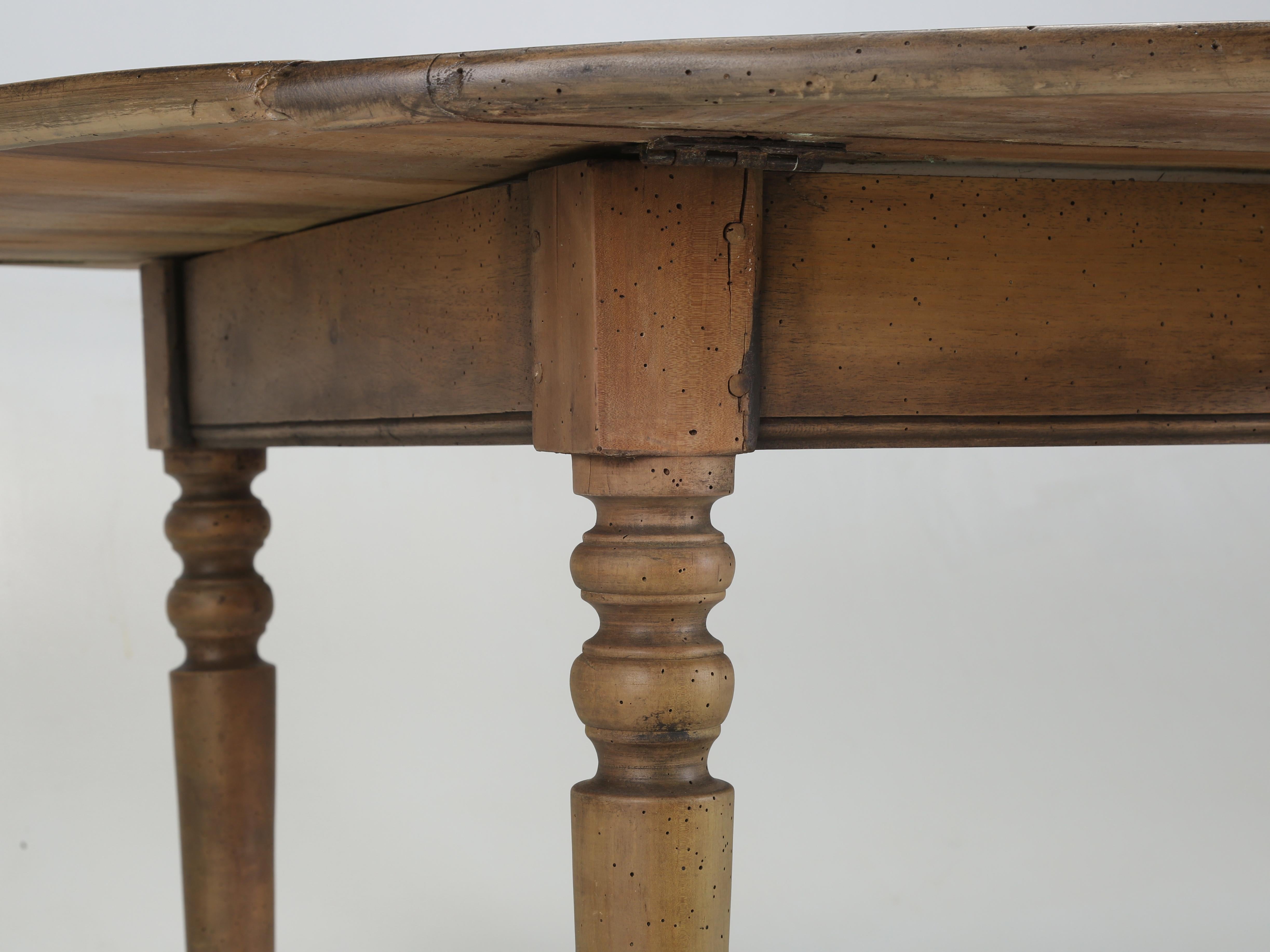 Antique French Drop Leaf Dining or Kitchen Table Restored circa mid-1800's For Sale 3