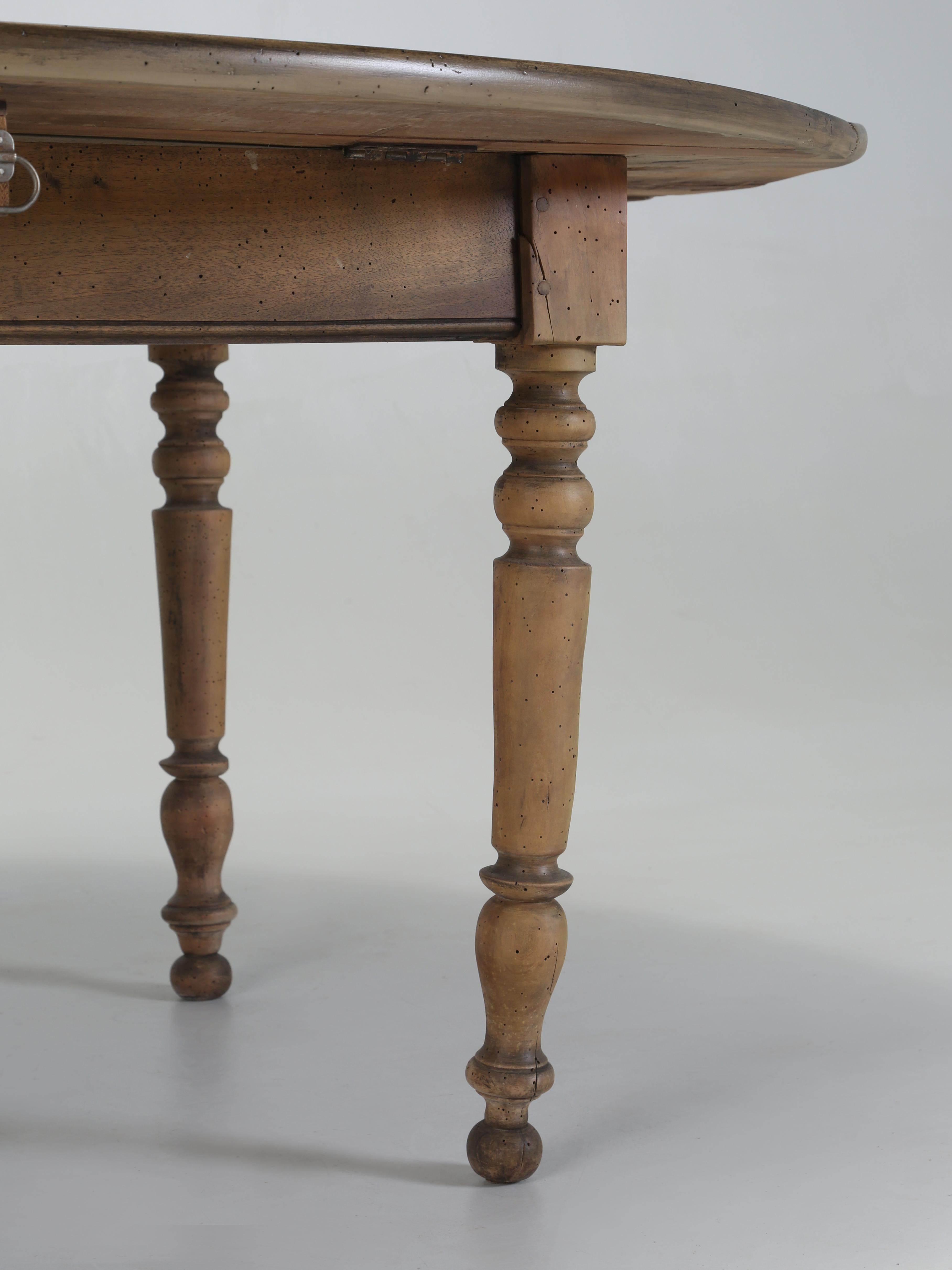 Antique French Drop Leaf Dining or Kitchen Table Restored circa mid-1800's For Sale 6