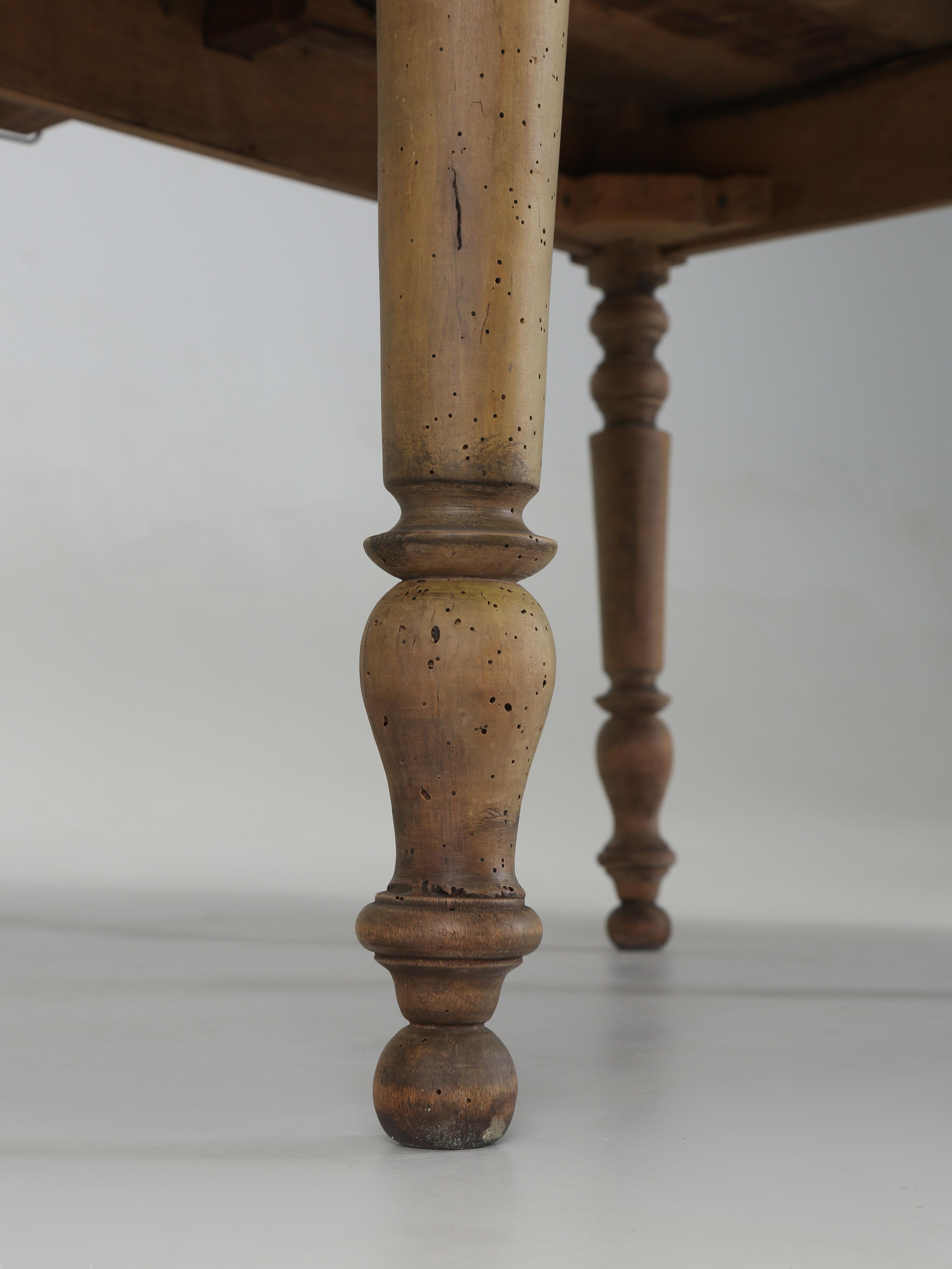 Antique French Drop Leaf Dining or Kitchen Table Restored circa mid-1800's For Sale 7