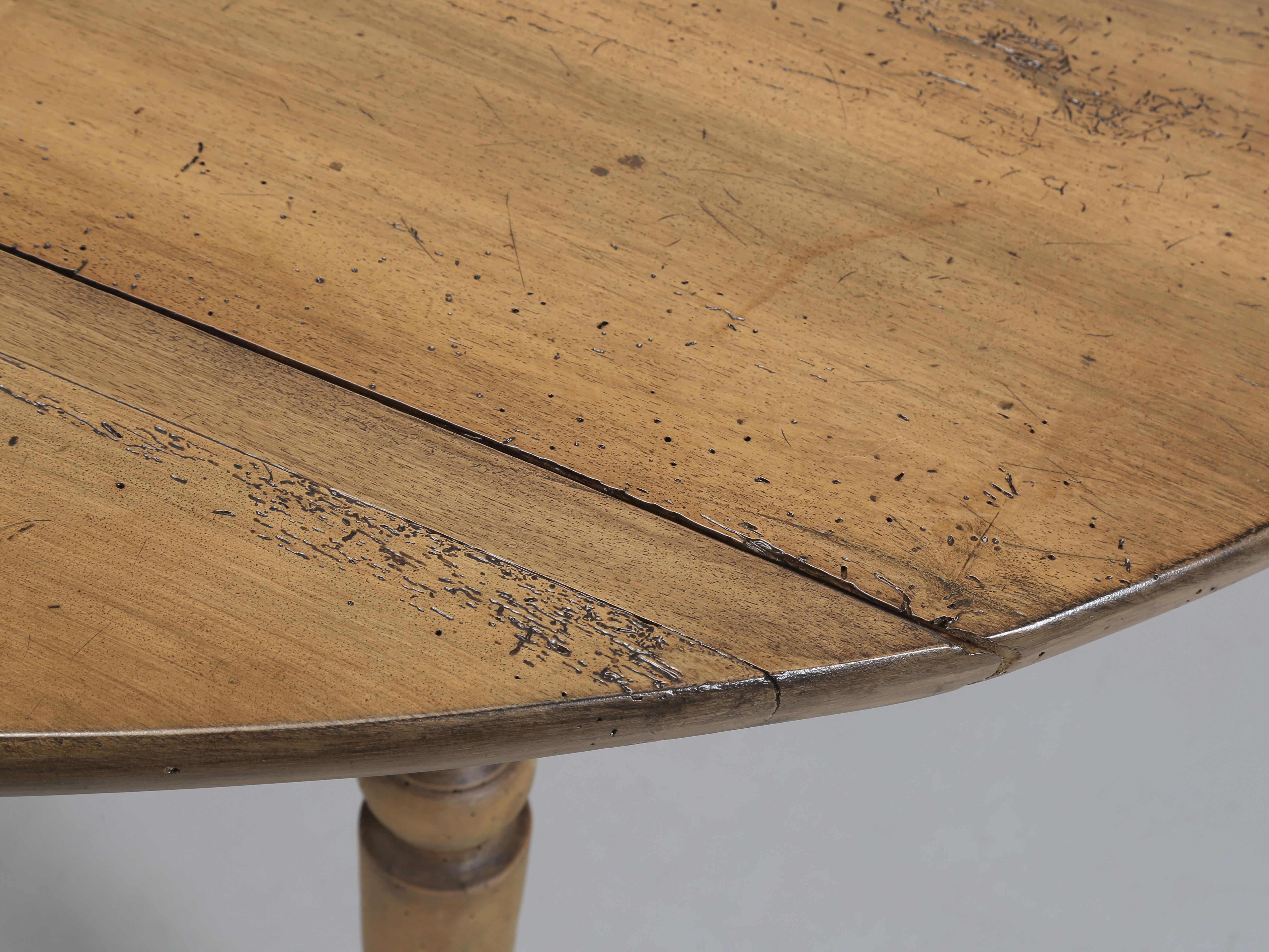 Mid-19th Century Antique French Drop Leaf Dining or Kitchen Table Restored circa mid-1800's For Sale