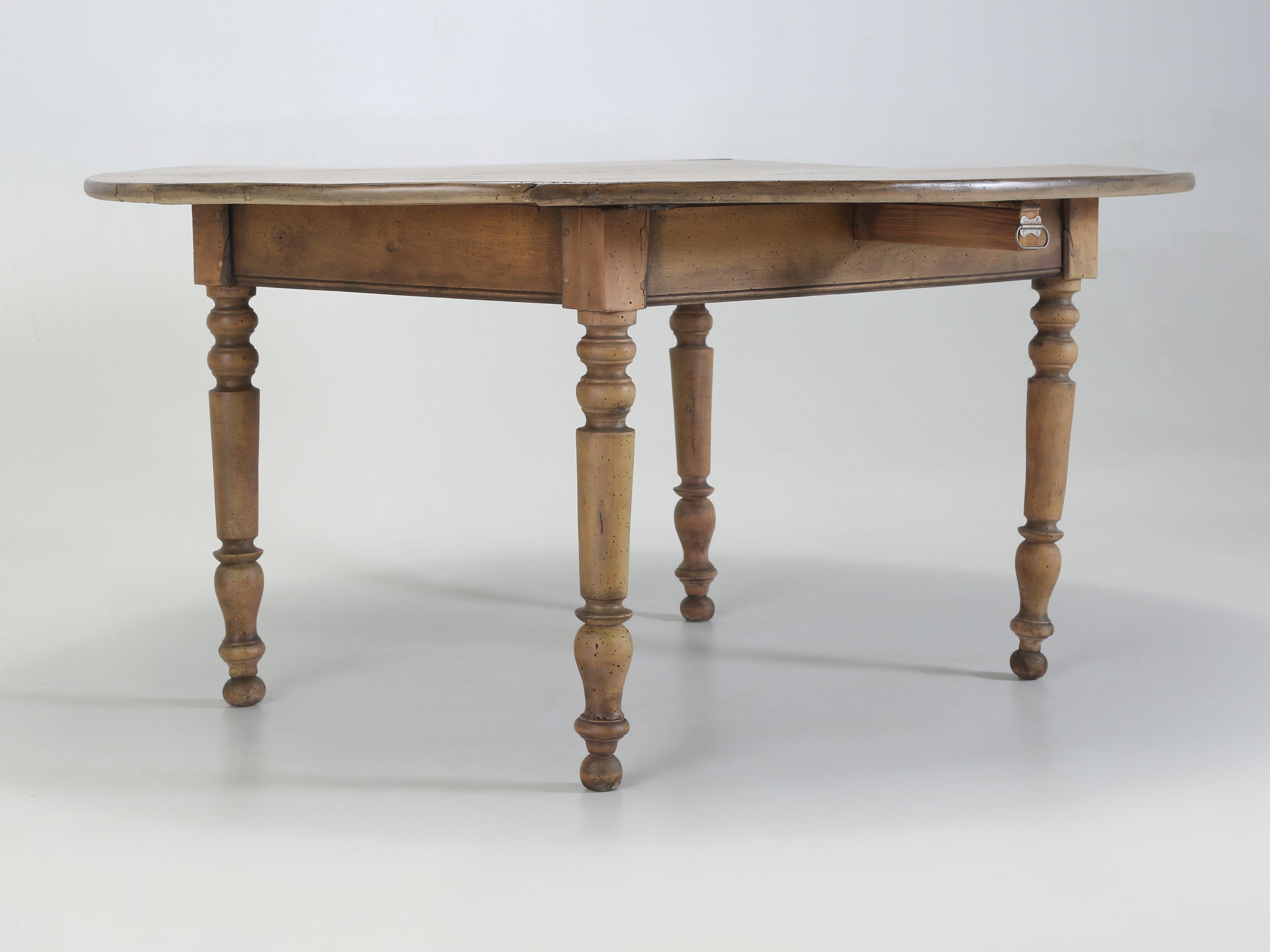 Walnut Antique French Drop Leaf Dining or Kitchen Table Restored circa mid-1800's For Sale