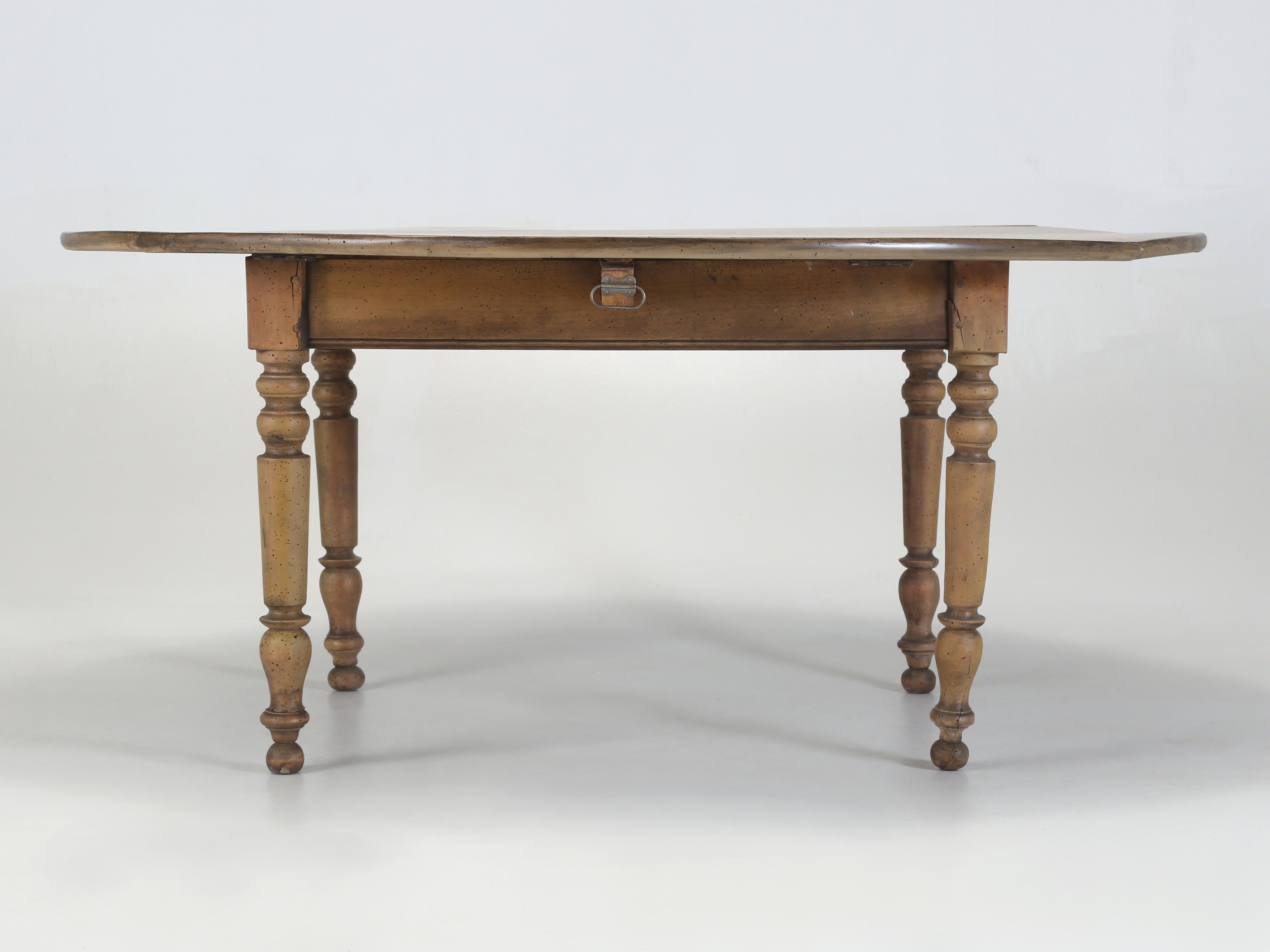 Antique French Drop Leaf Dining or Kitchen Table Restored circa mid-1800's For Sale 1
