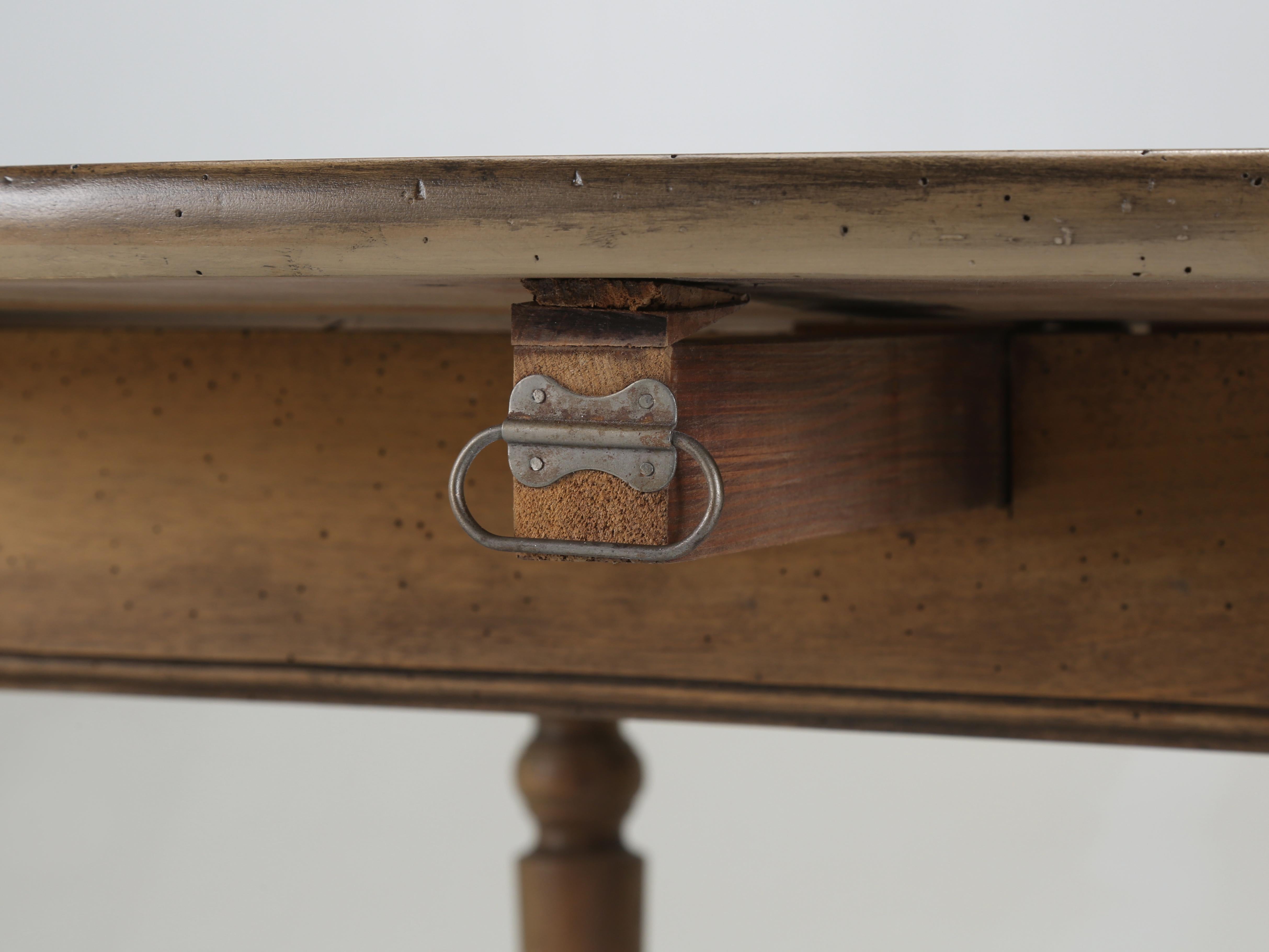 Antique French Drop Leaf Dining or Kitchen Table Restored circa mid-1800's For Sale 2