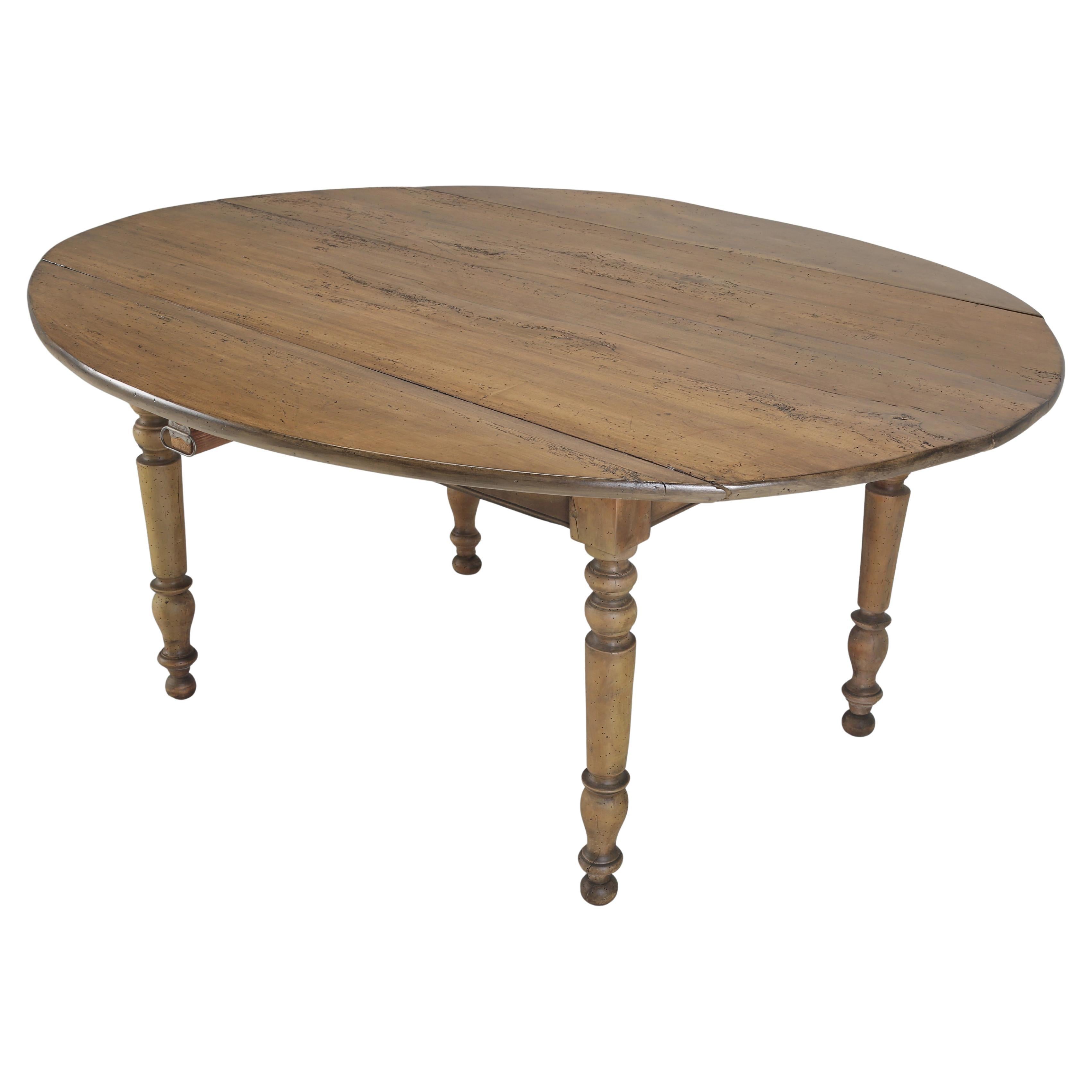Antique French Drop Leaf Dining or Kitchen Table Restored circa mid-1800's For Sale