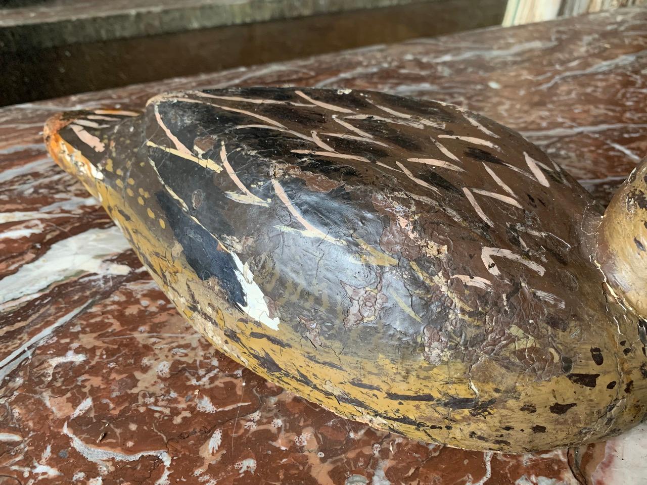 Antique French Duck Decoy In Distressed Condition For Sale In Ongar, GB