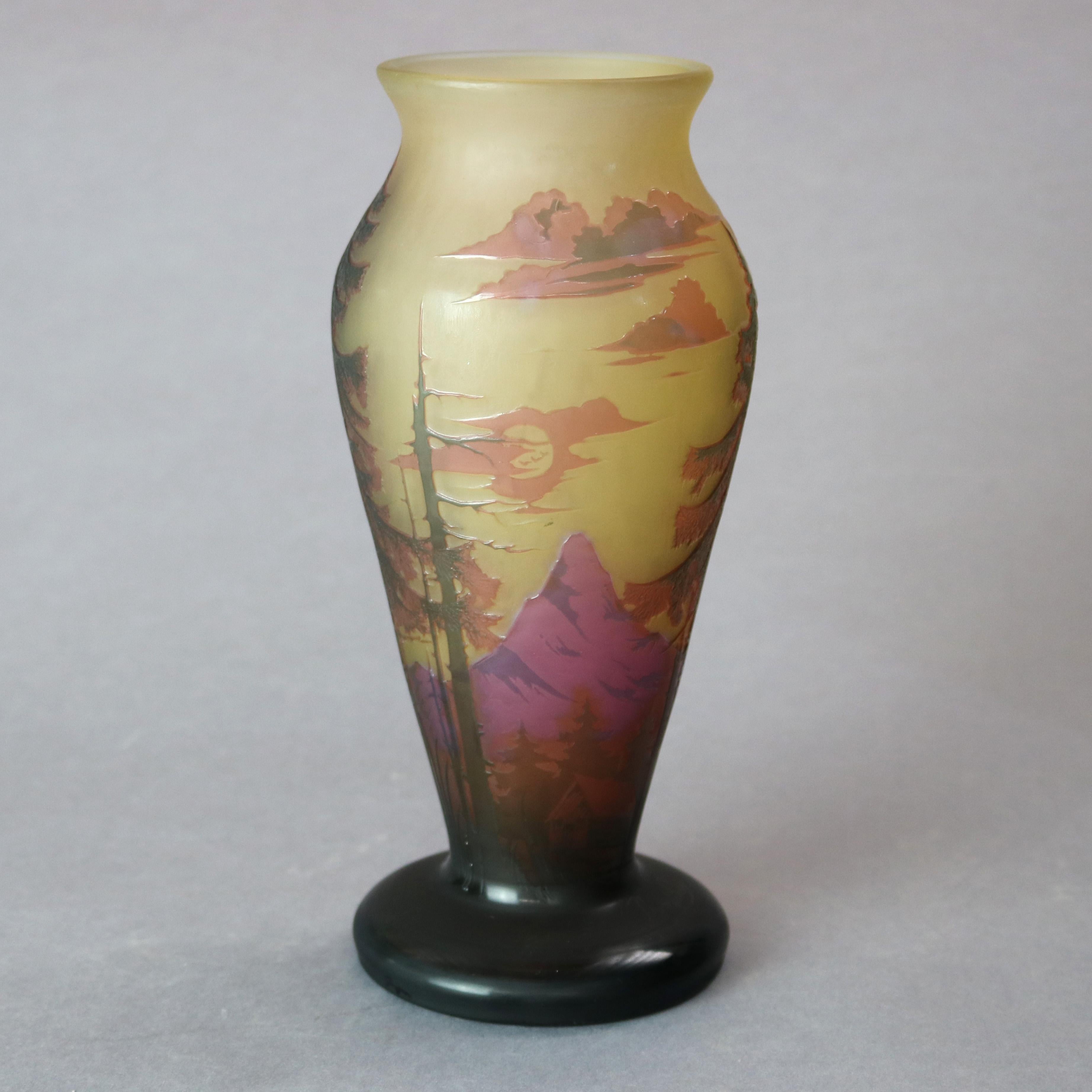 Antique French Dumochelle Cameo Cutback Landscape Art Glass Vase, circa 1900 5