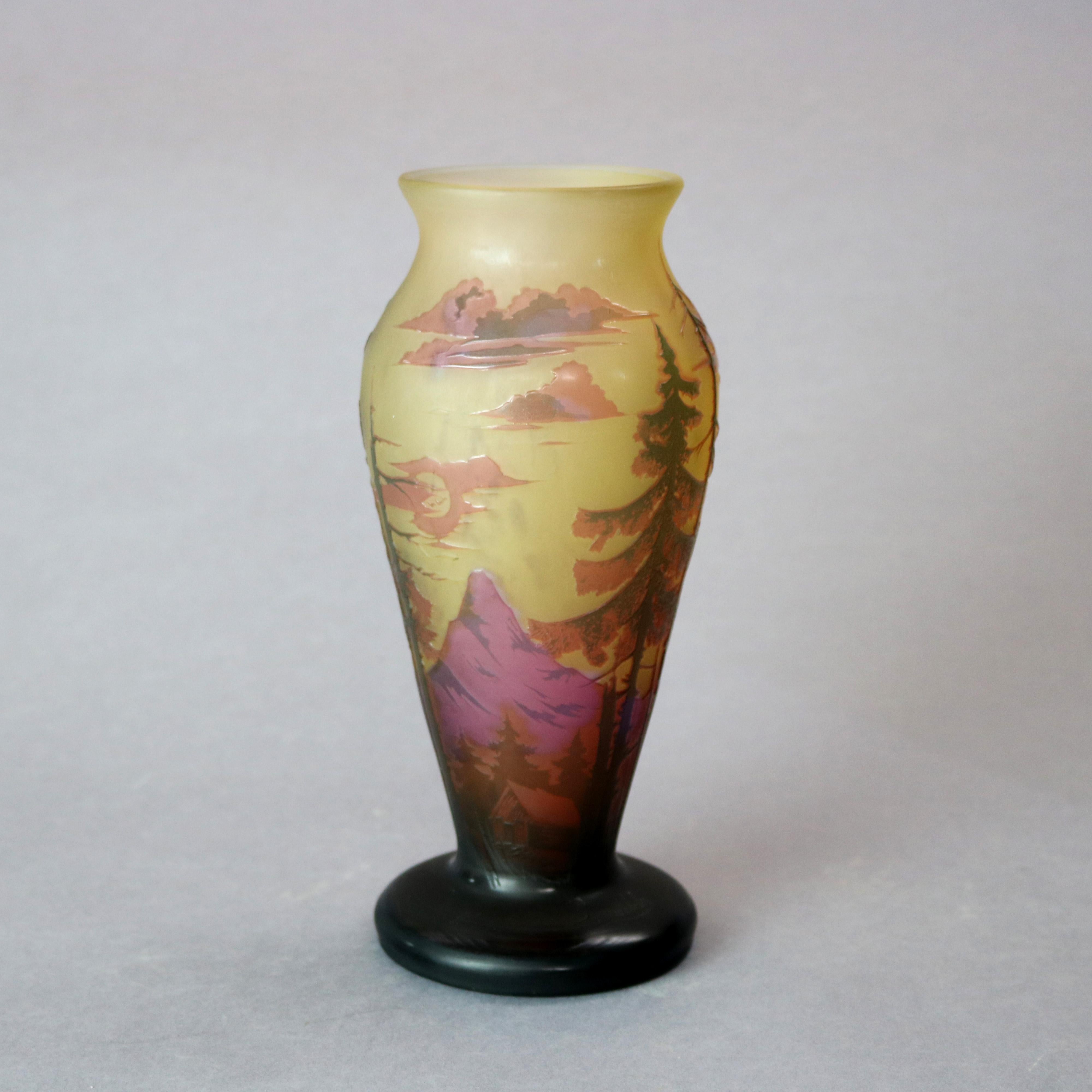 Antique French Dumochelle Cameo Cutback Landscape Art Glass Vase, circa 1900 6