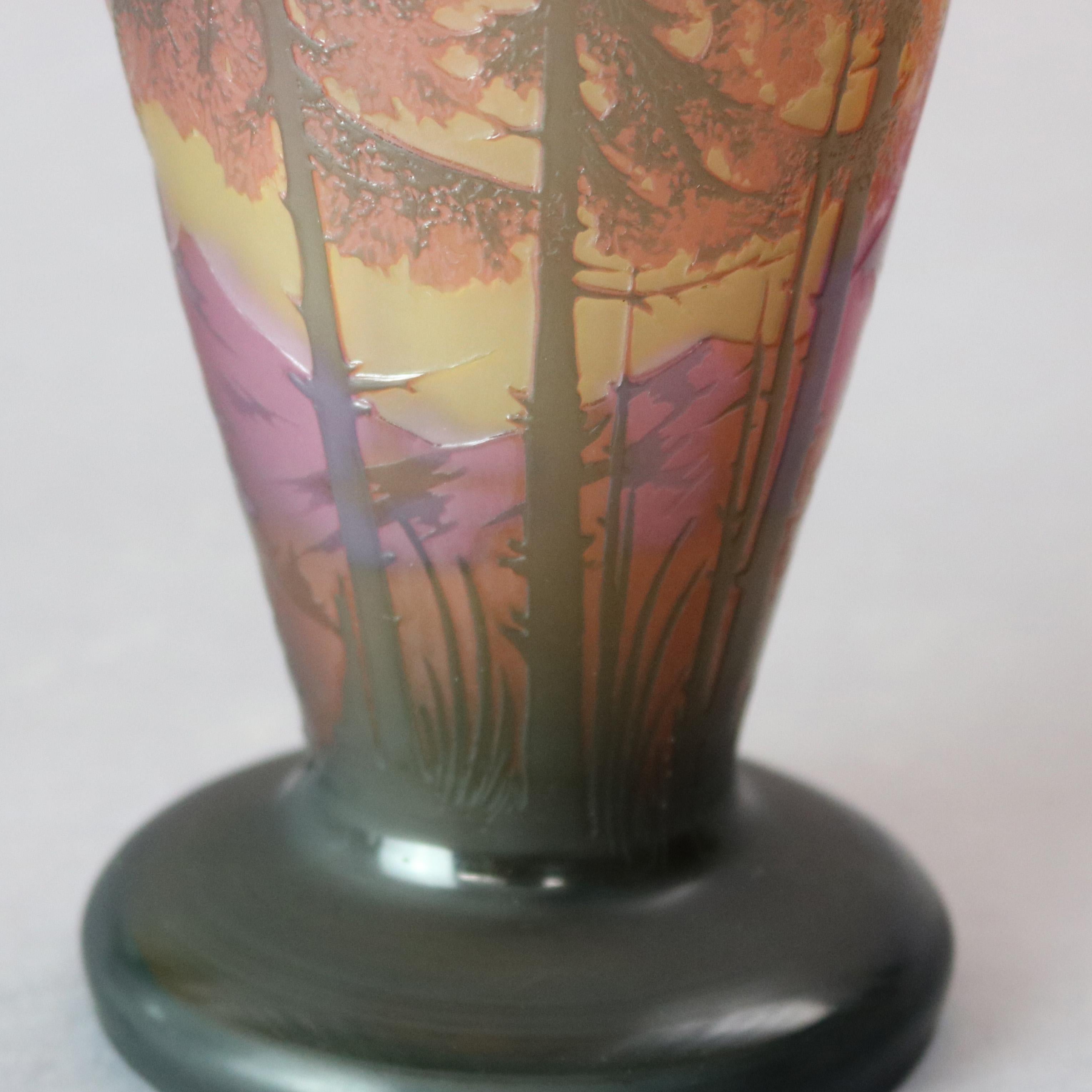 Antique French Dumochelle Cameo Cutback Landscape Art Glass Vase, circa 1900 In Good Condition In Big Flats, NY