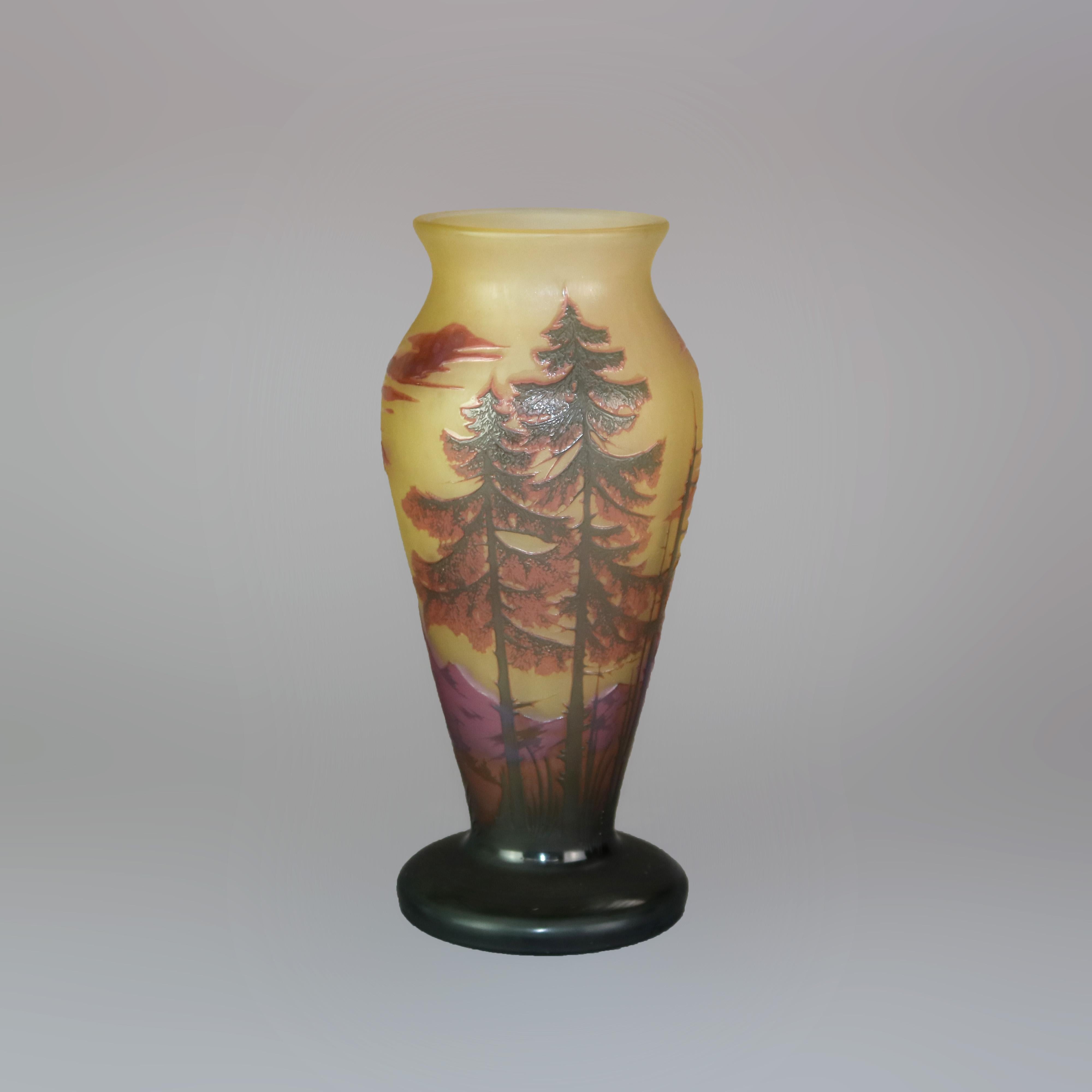 Antique French Dumochelle Cameo Cutback Landscape Art Glass Vase, circa 1900 2