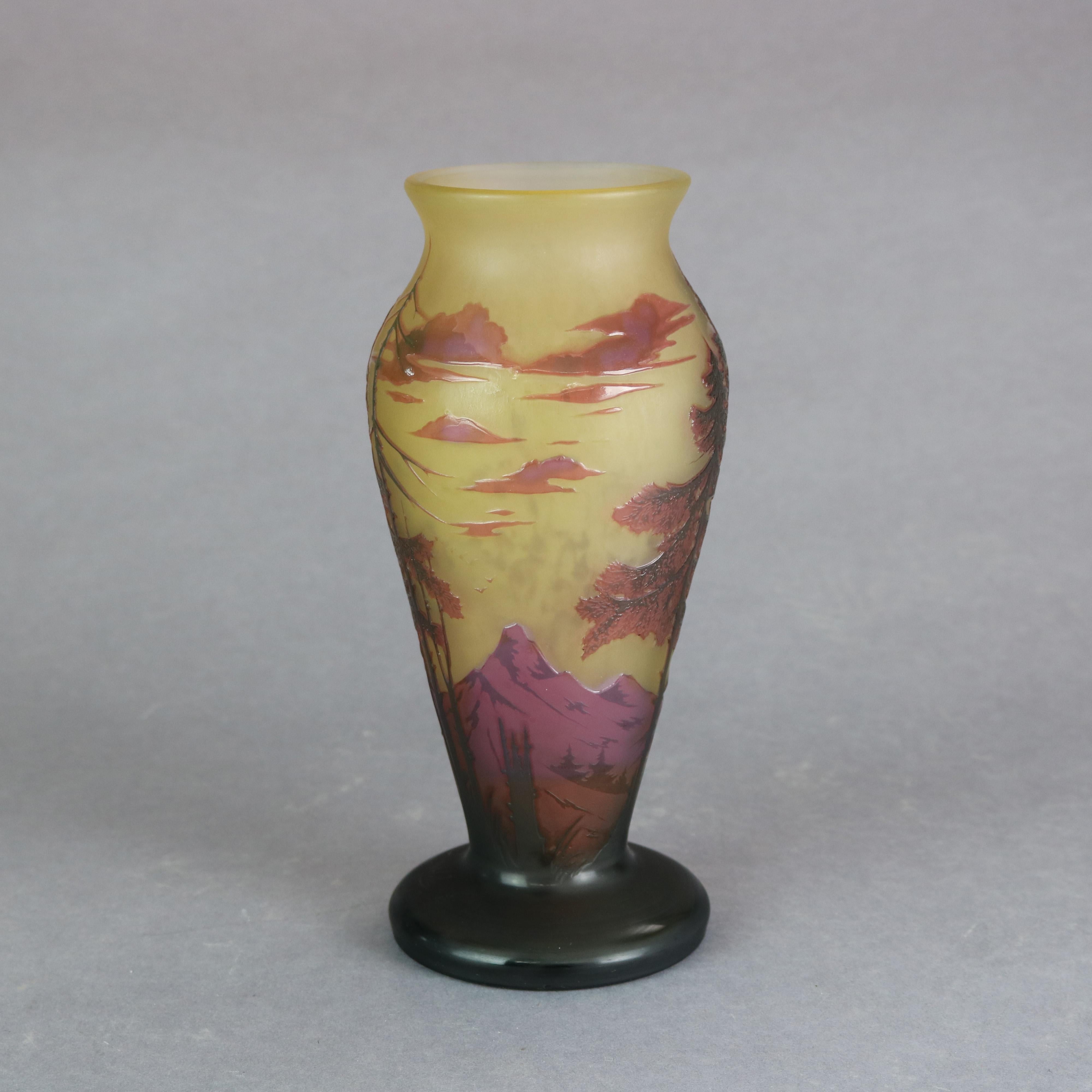 Antique French Dumochelle Cameo Cutback Landscape Art Glass Vase, circa 1900 3
