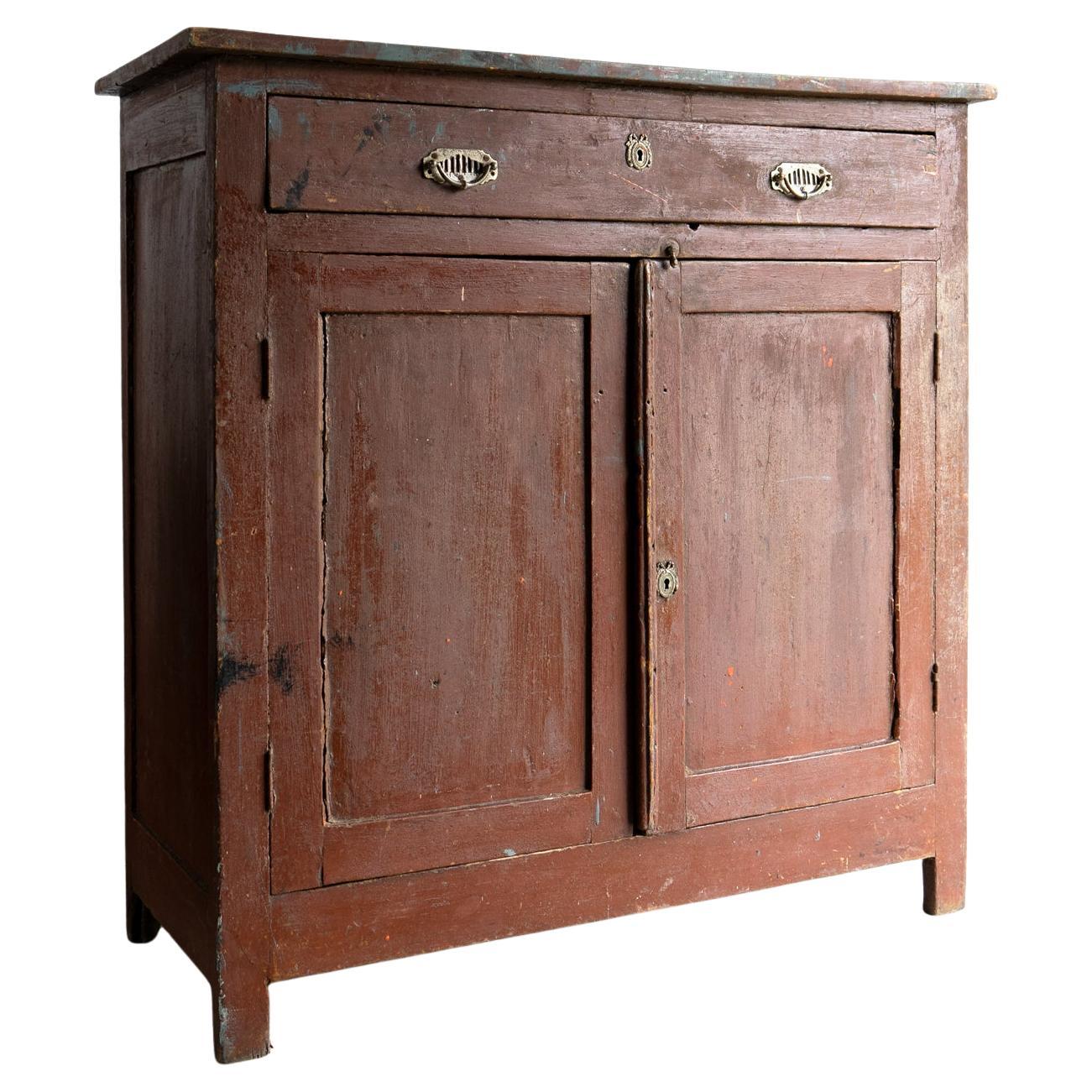 Antique French, mobile buffet in noce dipinto di rosso mattone scuro, XIX secolo in vendita