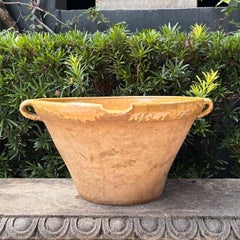 Antique French Earthenware Bowl with Yellow Glaze