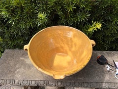 Antique French Earthenware Bowl with Yellow Glaze