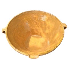 Antique French Earthenware Bowl with Yellow Glaze