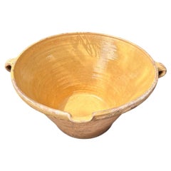 Antique French Earthenware Bowl with Yellow Glaze
