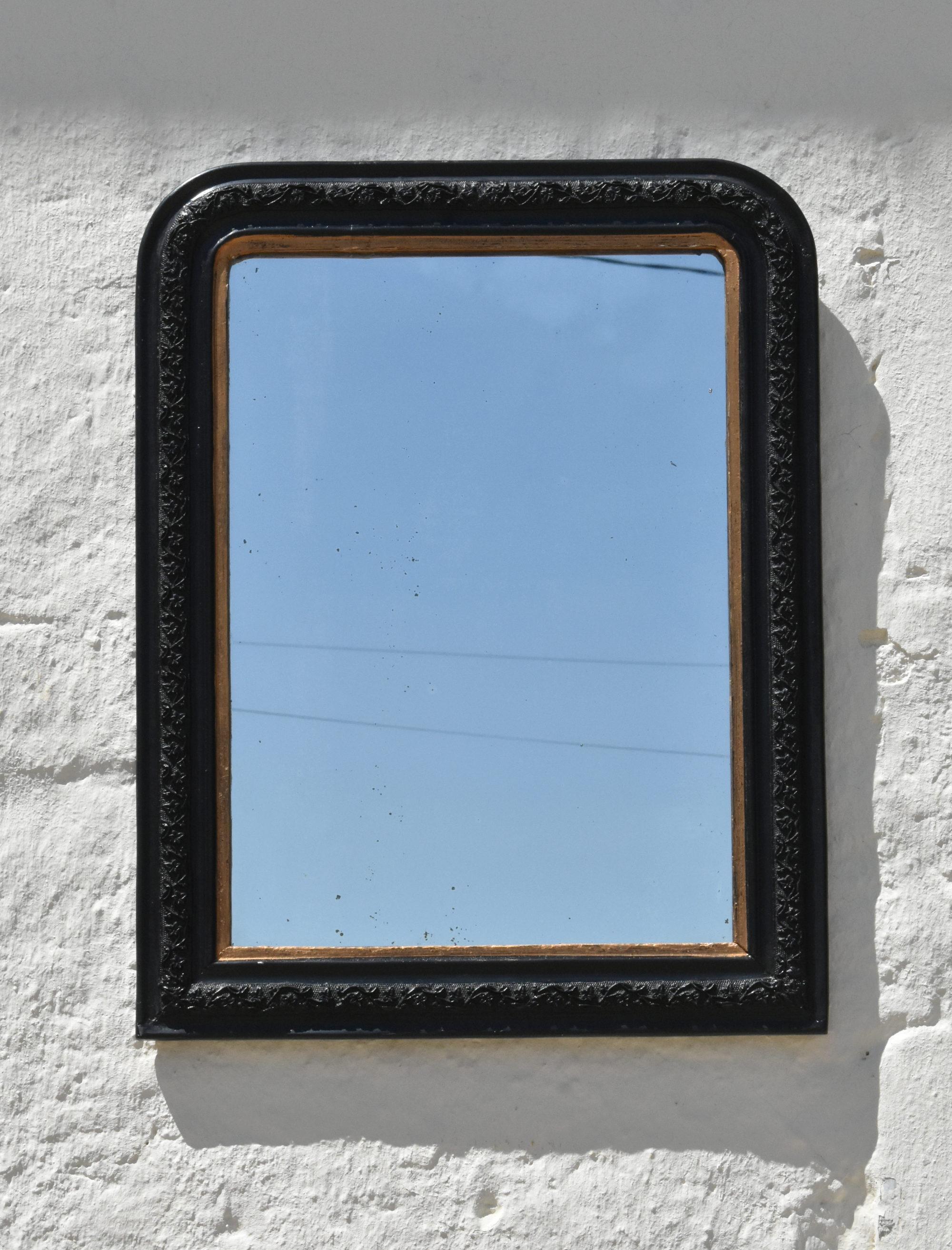 Ebonized Antique French Ebonised Mirror Napoleon III Second Empire For Sale