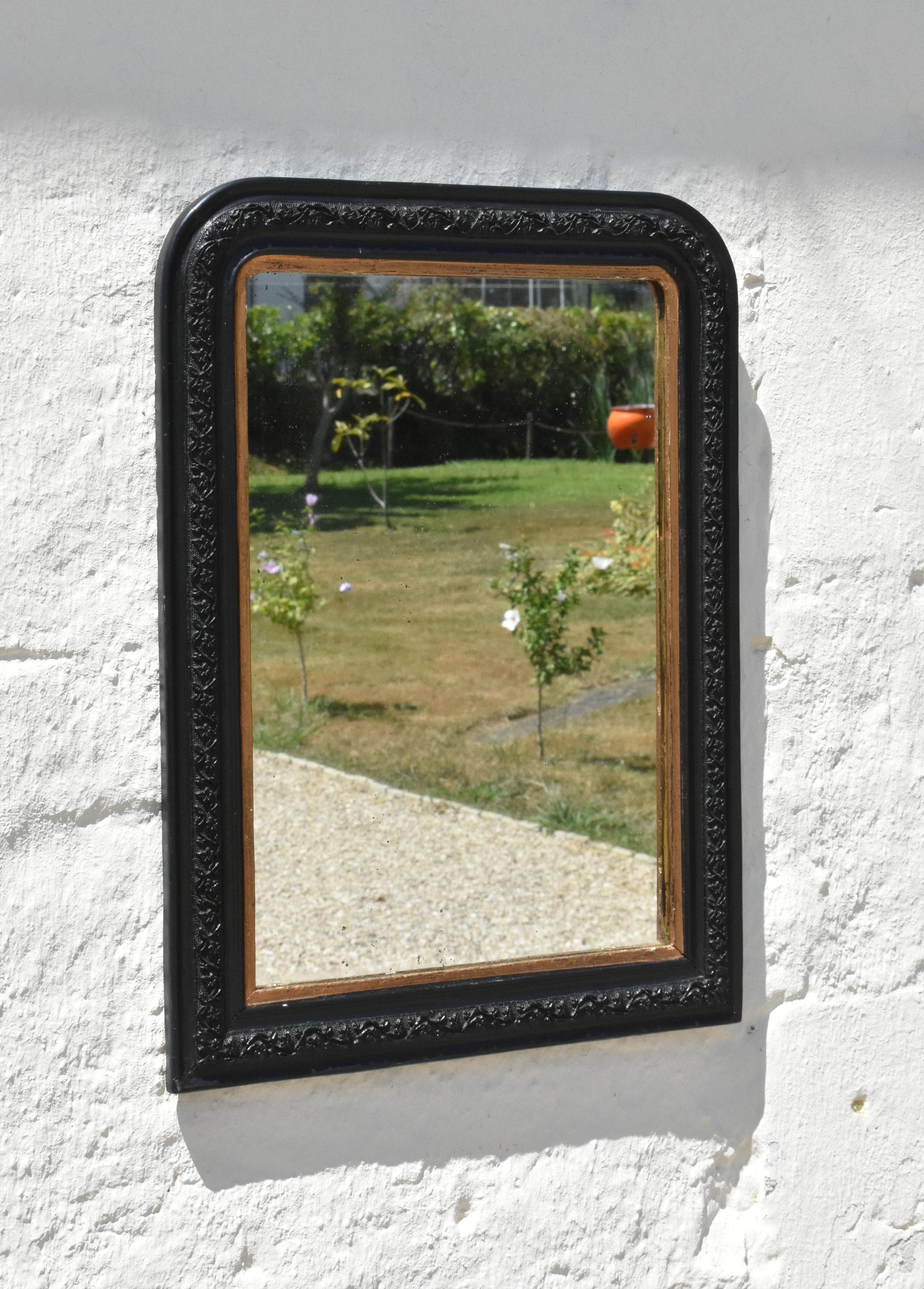 Antique French Ebonised Mirror Napoleon III Second Empire In Good Condition For Sale In SAINTE-COLOMBE, FR
