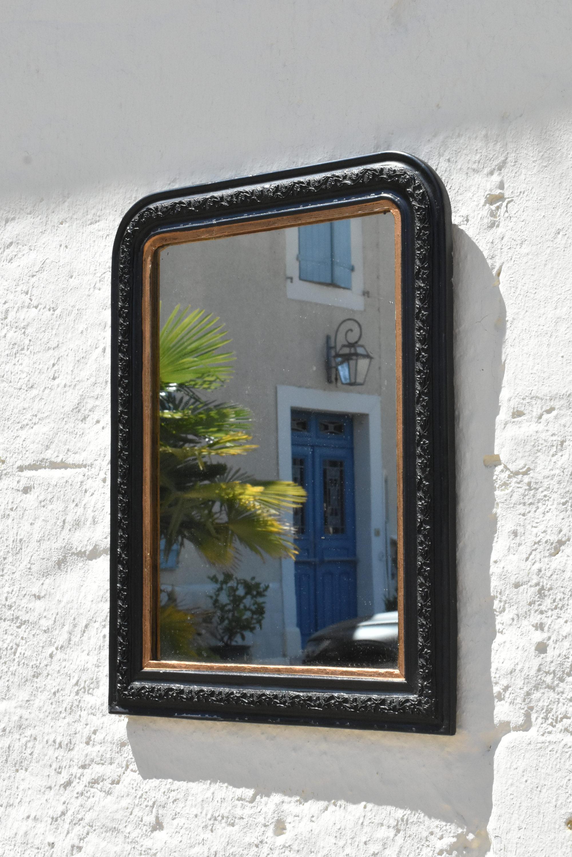 19th Century Antique French Ebonised Mirror Napoleon III Second Empire For Sale