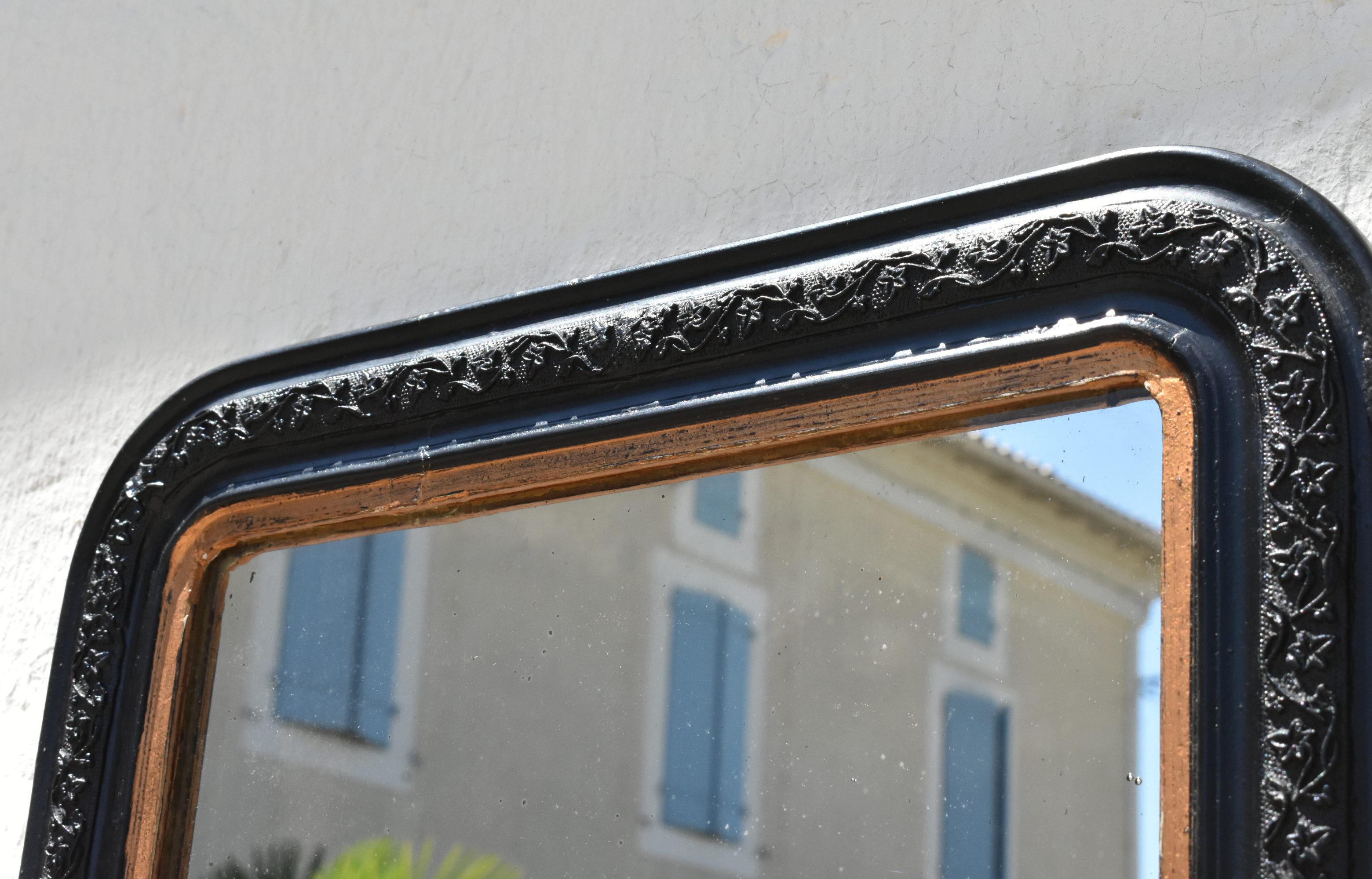 Antique French Ebonised Mirror Napoleon III Second Empire For Sale 1