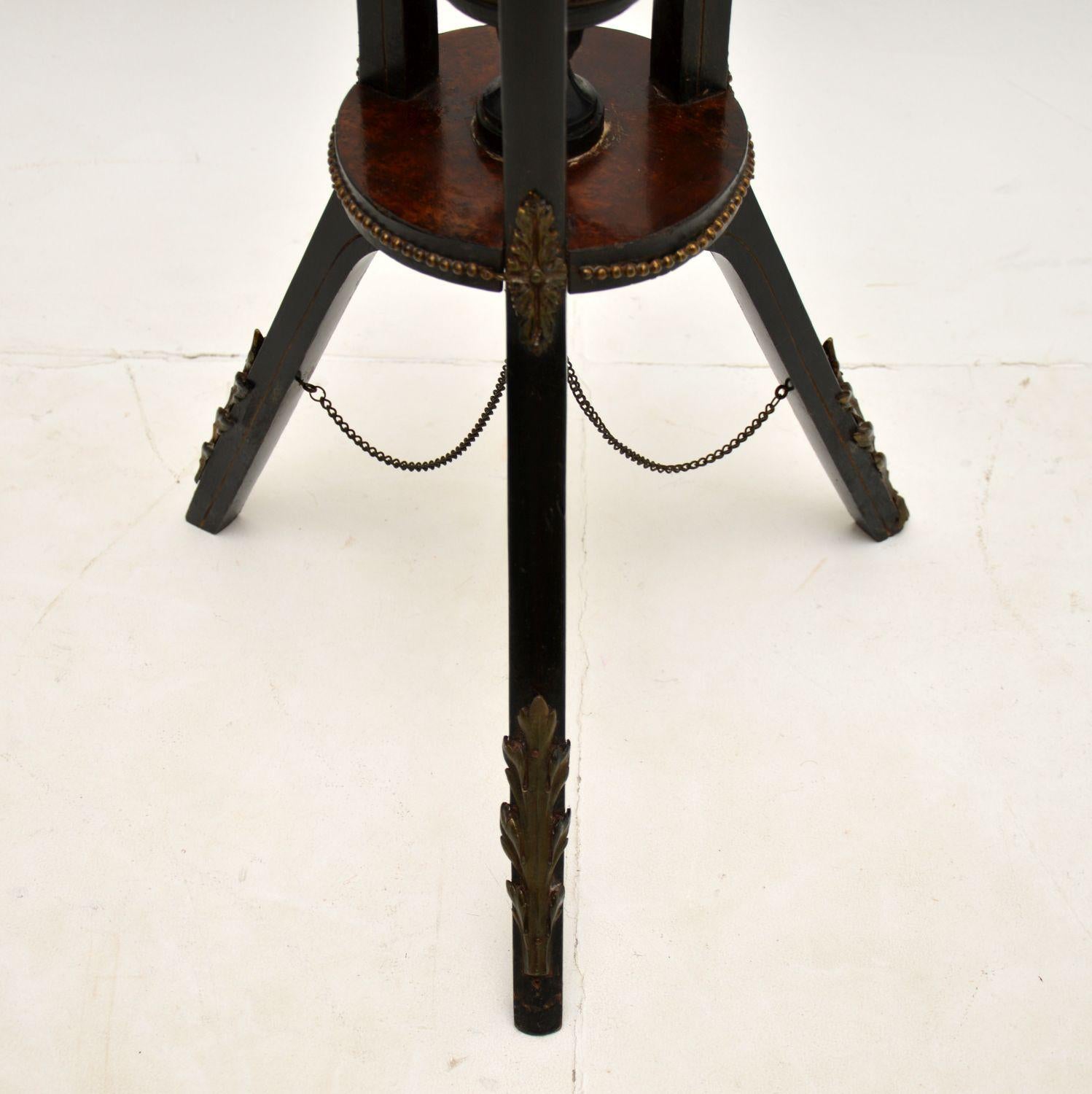19th Century Antique French Ebonised Walnut Plant Stand / Torchere