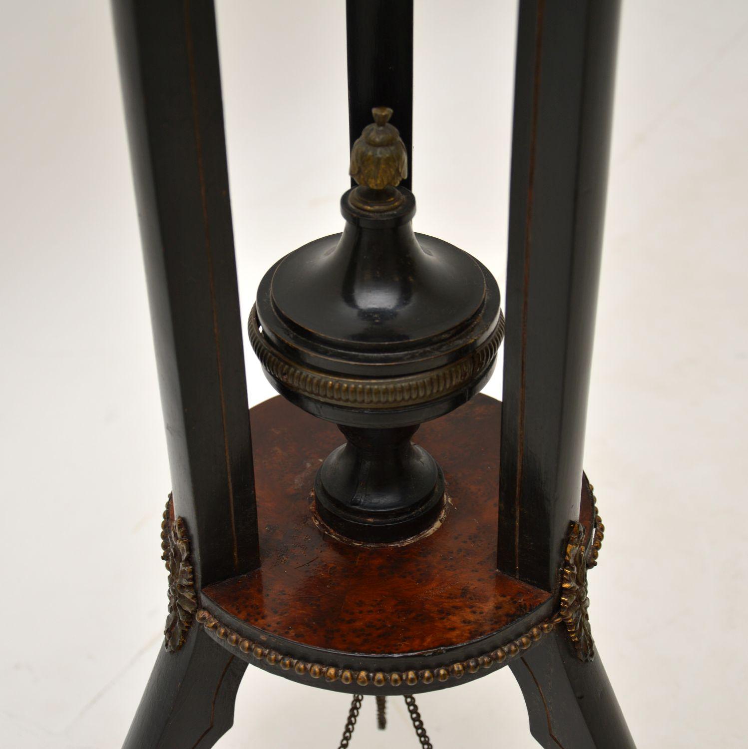 Antique French Ebonised Walnut Plant Stand / Torchere 1
