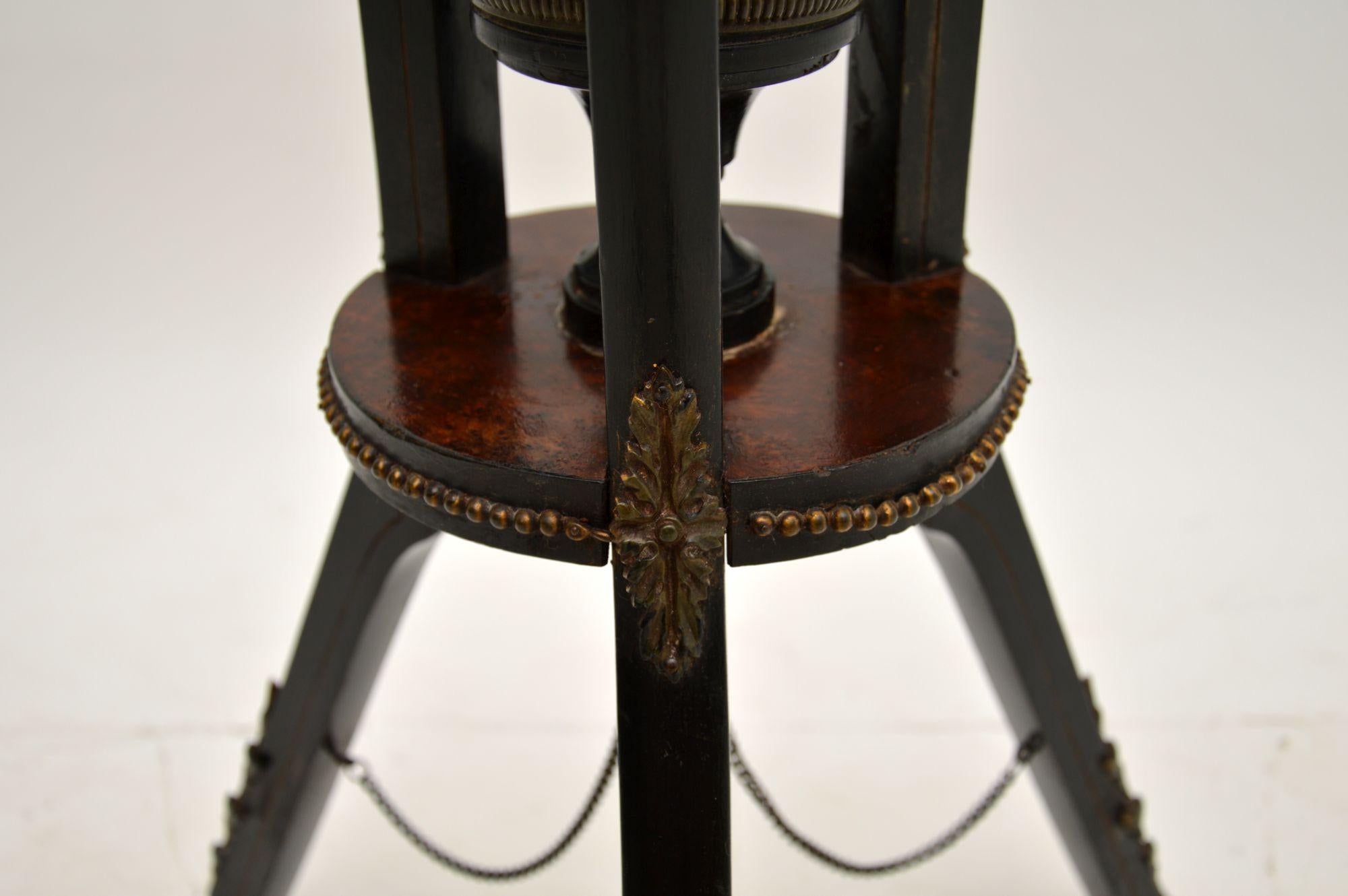 Antique French Ebonised Walnut Plant Stand / Torchere 2