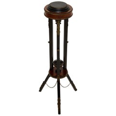 Antique French Ebonised Walnut Plant Stand / Torchere