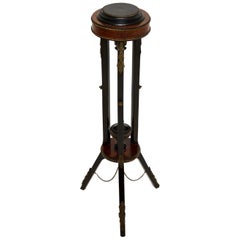 Antique French Ebonised Walnut Plant Stand / Torchere